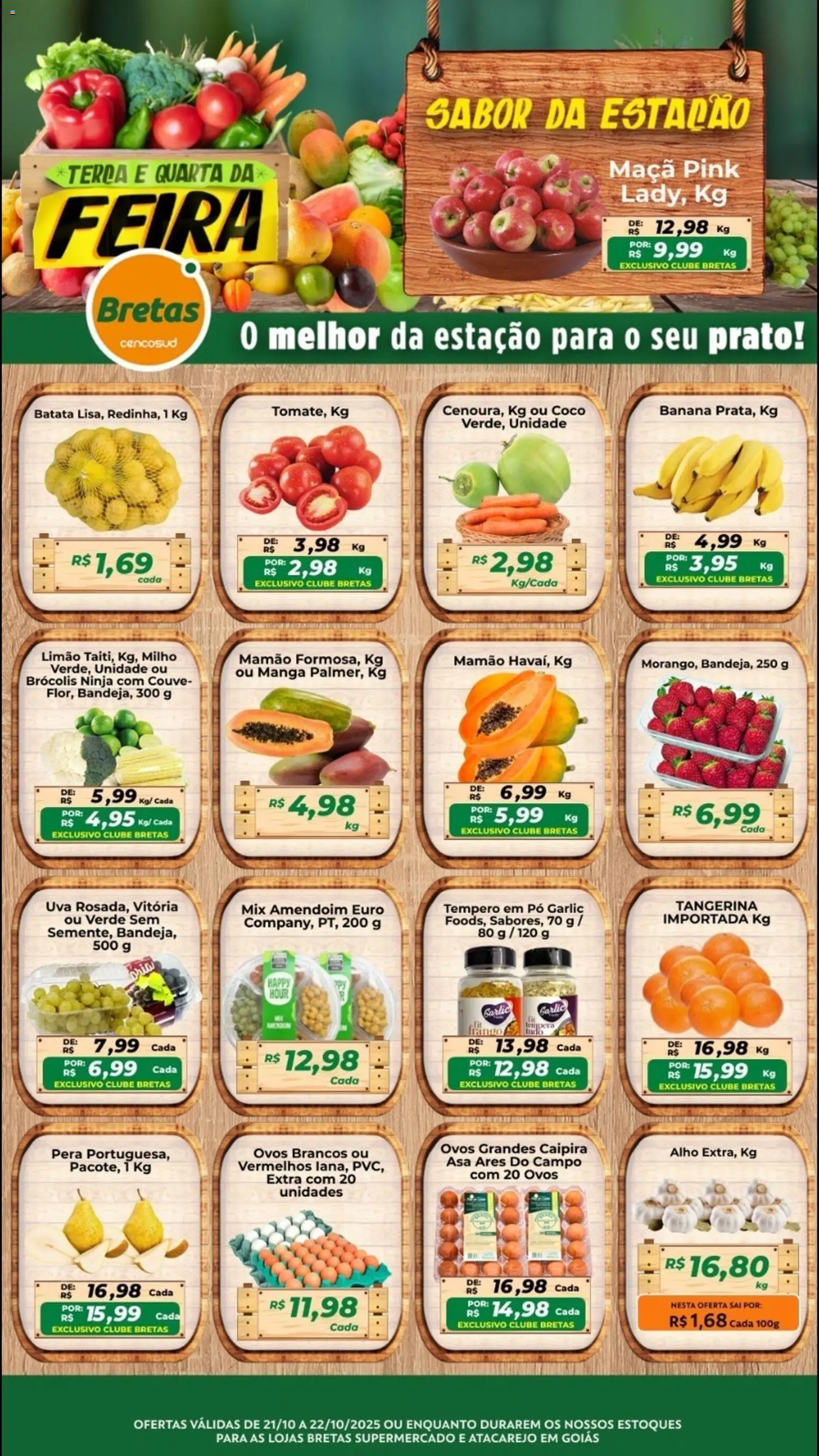 Bretas Folheto - válido de 21.10.2025 | Página: 1 | Produtos: Coco, Ovos, Mamão, Brócolis