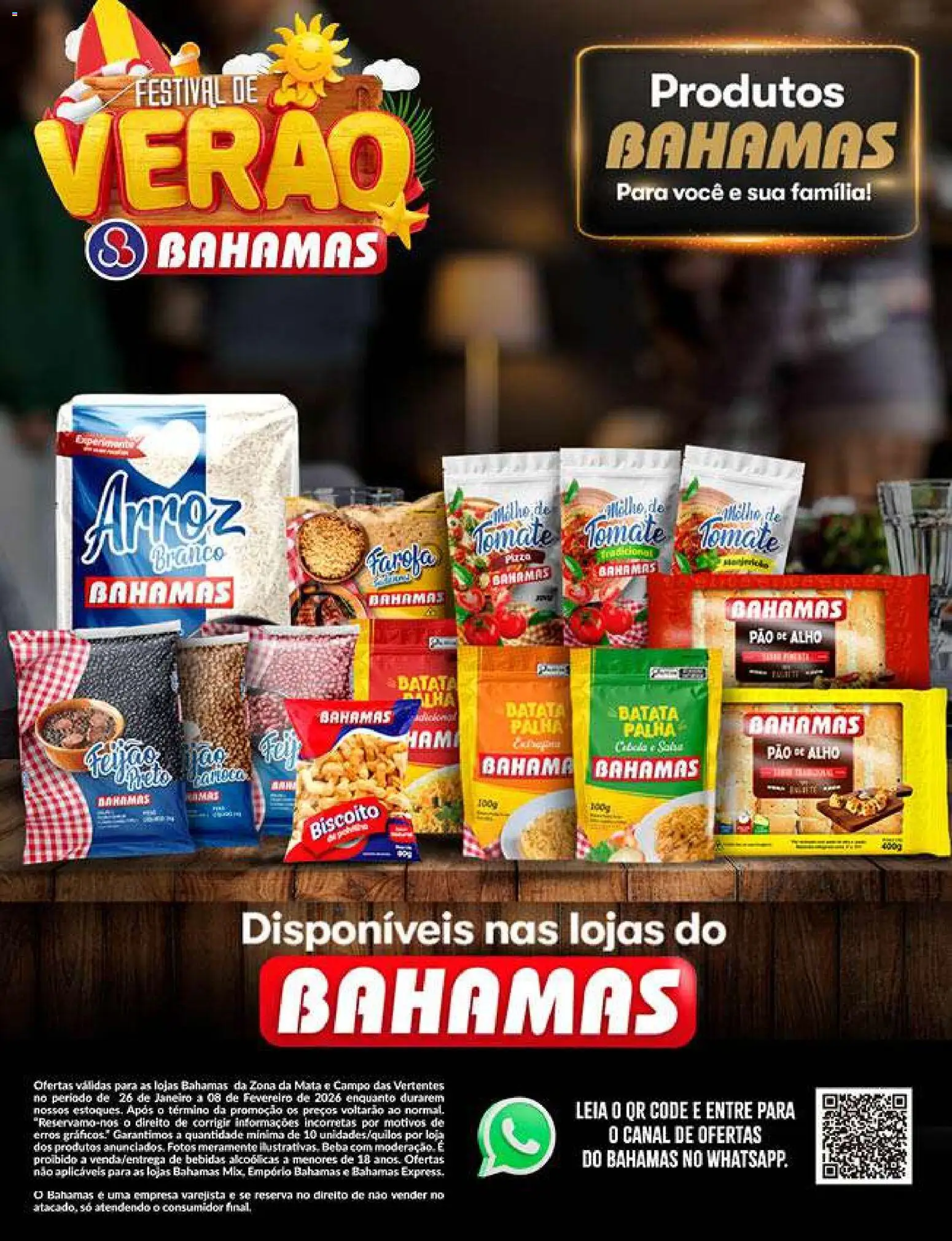 Bahamas Supermercados Folheto - válido de 26.01.2026 | Página: 1 | Produtos: Pao de alho, Arroz, Batata palha, Farofa