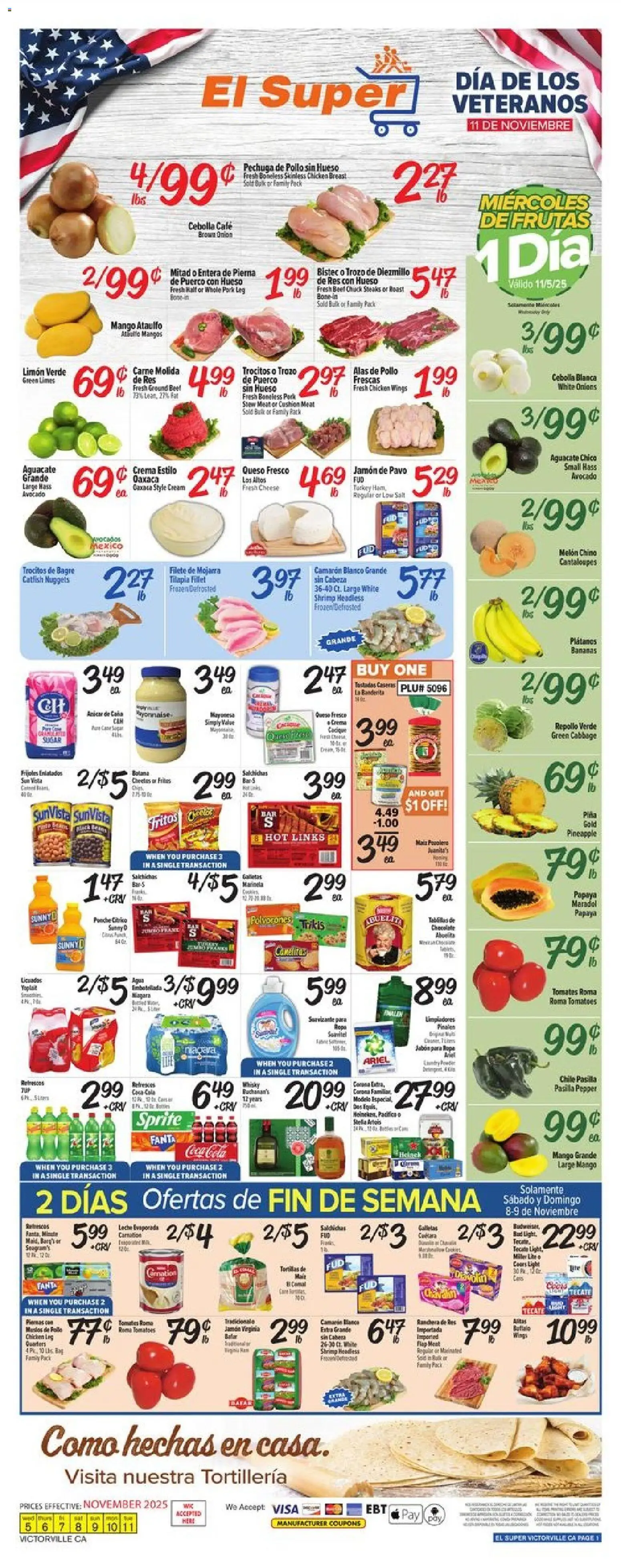 El Super Weekly Ad - CA - valid from 05.11.2025 | Page: 1 | Products: Pineapple, Avocado, Melon, Onion