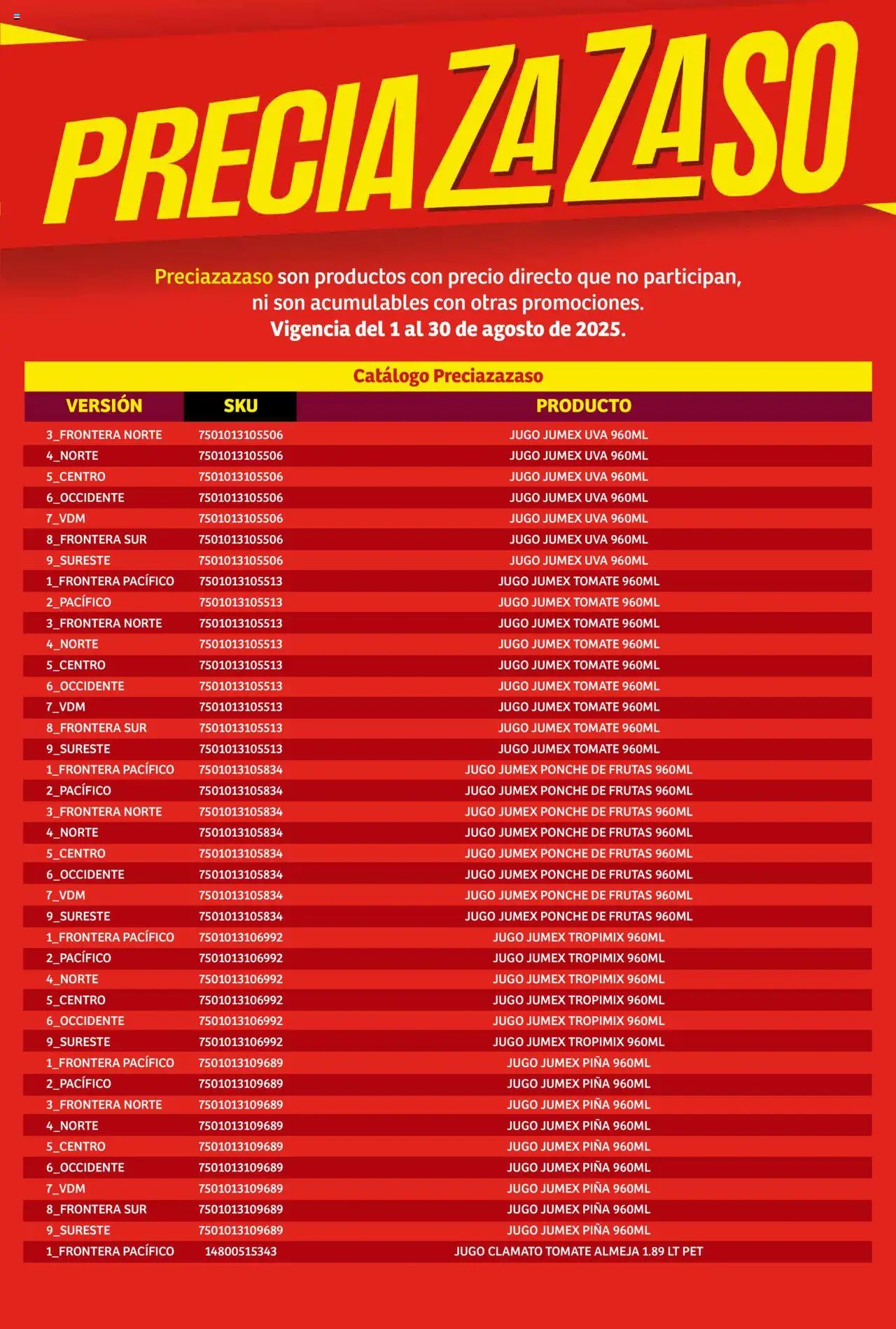 Nuevas ofertas de Soriana válidas en toda la República Mexicana desde el 01.08.2025. ¡Encuentra las mejores ofertas en Soriana - Catálogo Preciazazaso Mercado Nacional! | Página: 13 | Productos: Tomate, Jugo, Uva, Piña