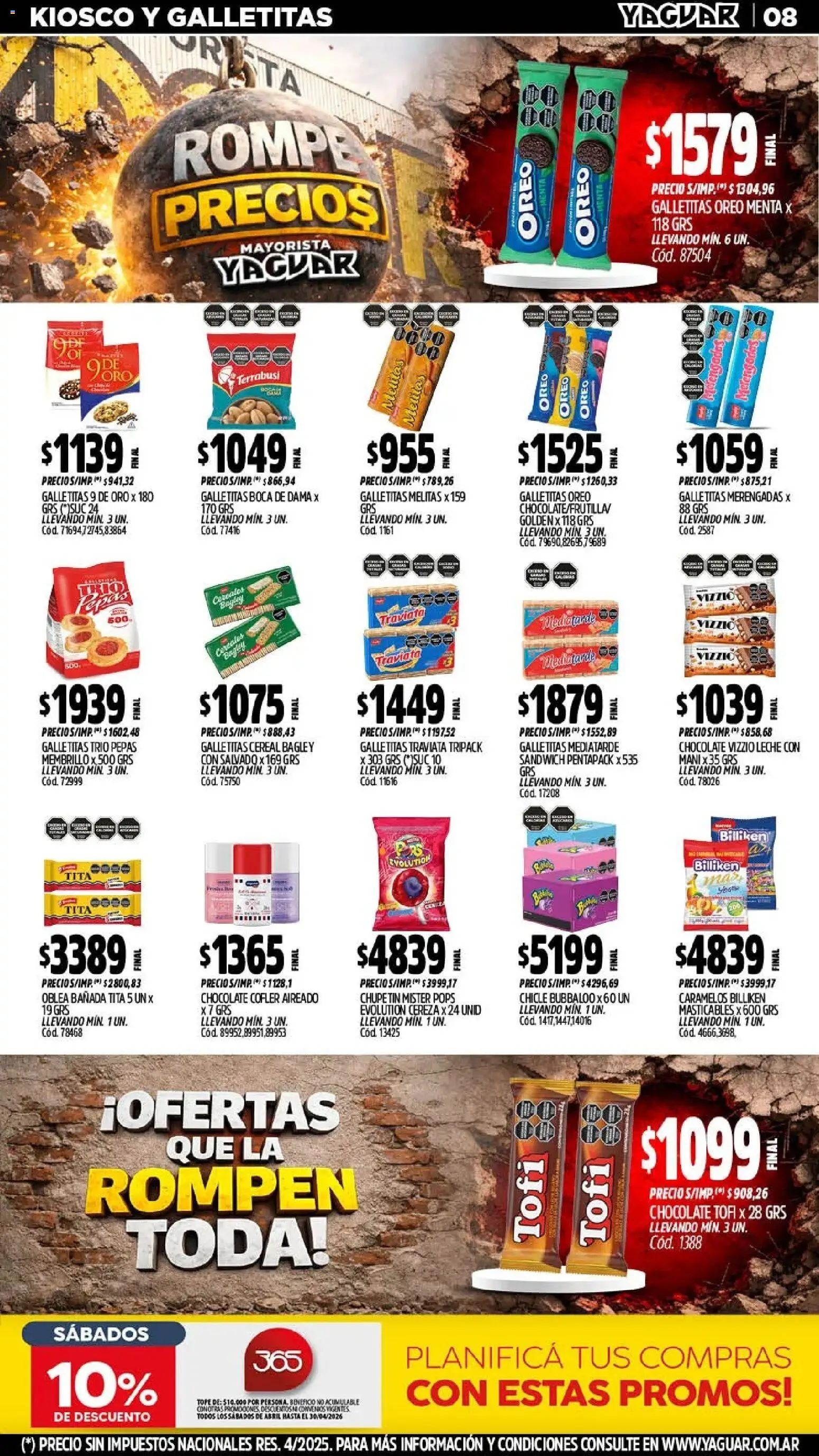 Yaguar - Oferta Semanal Salta │ válido desde el 20.04.2026 | Página: 9 | Productos: Leche, Chocolate, Chicle, Cereales