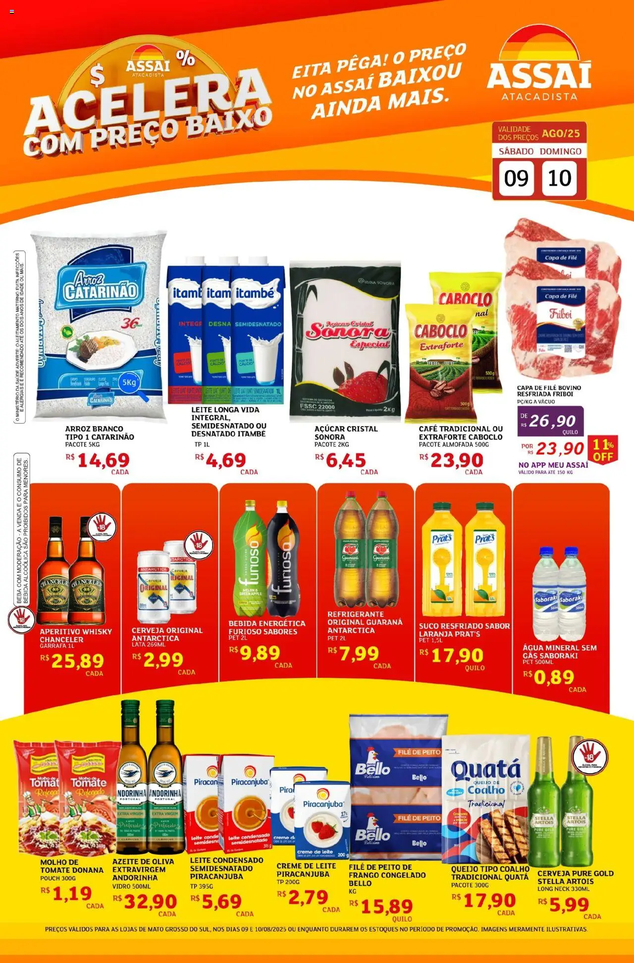 Assaí Atacadista Folheto - válido de 09.08.2025 | Página: 1 | Produtos: Almofada, Arroz, Creme, Baixo