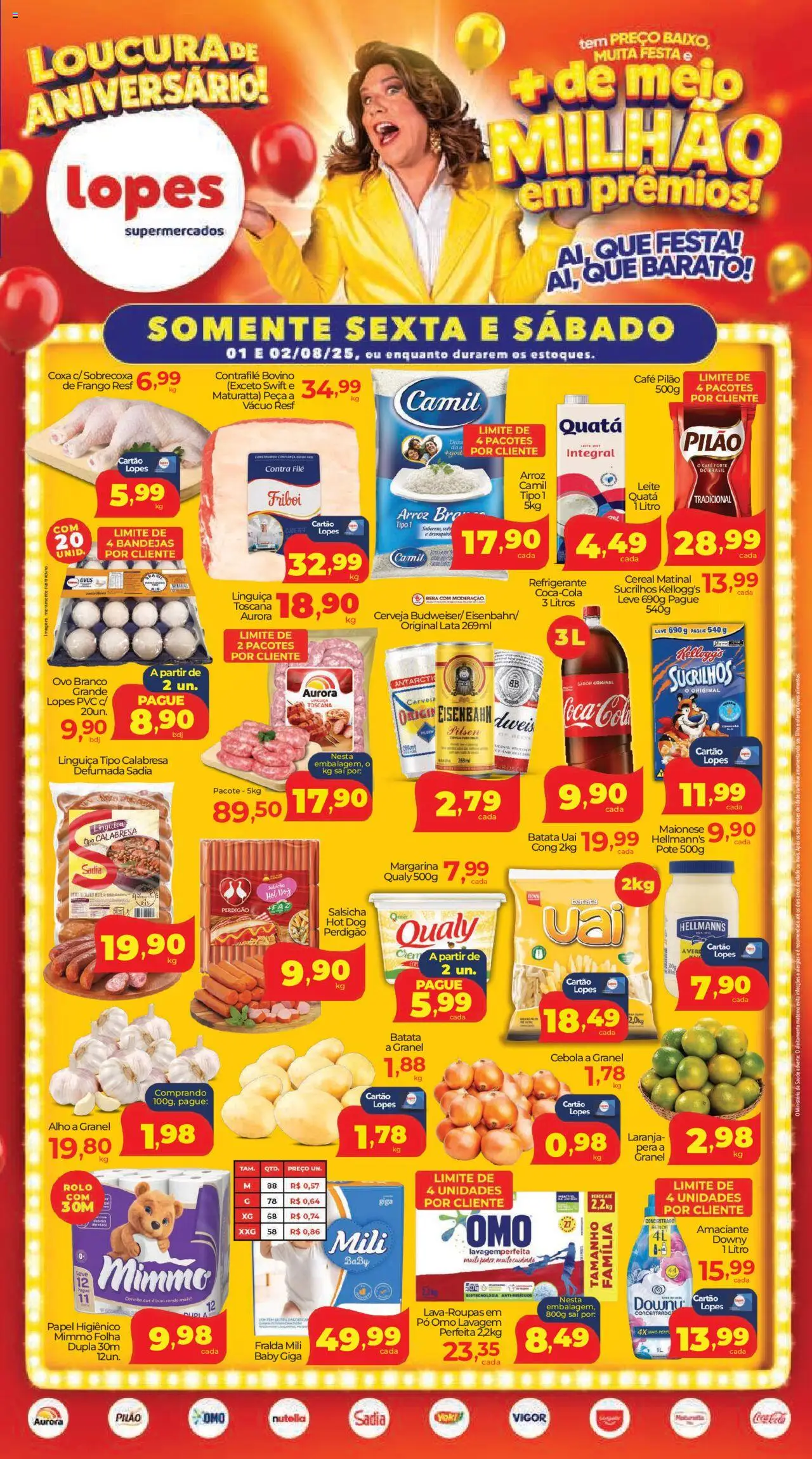Lopes Supermercados Folheto - válido de 01.08.2025 | Página: 1 | Produtos: Alho, Café, Maionese, Margarina
