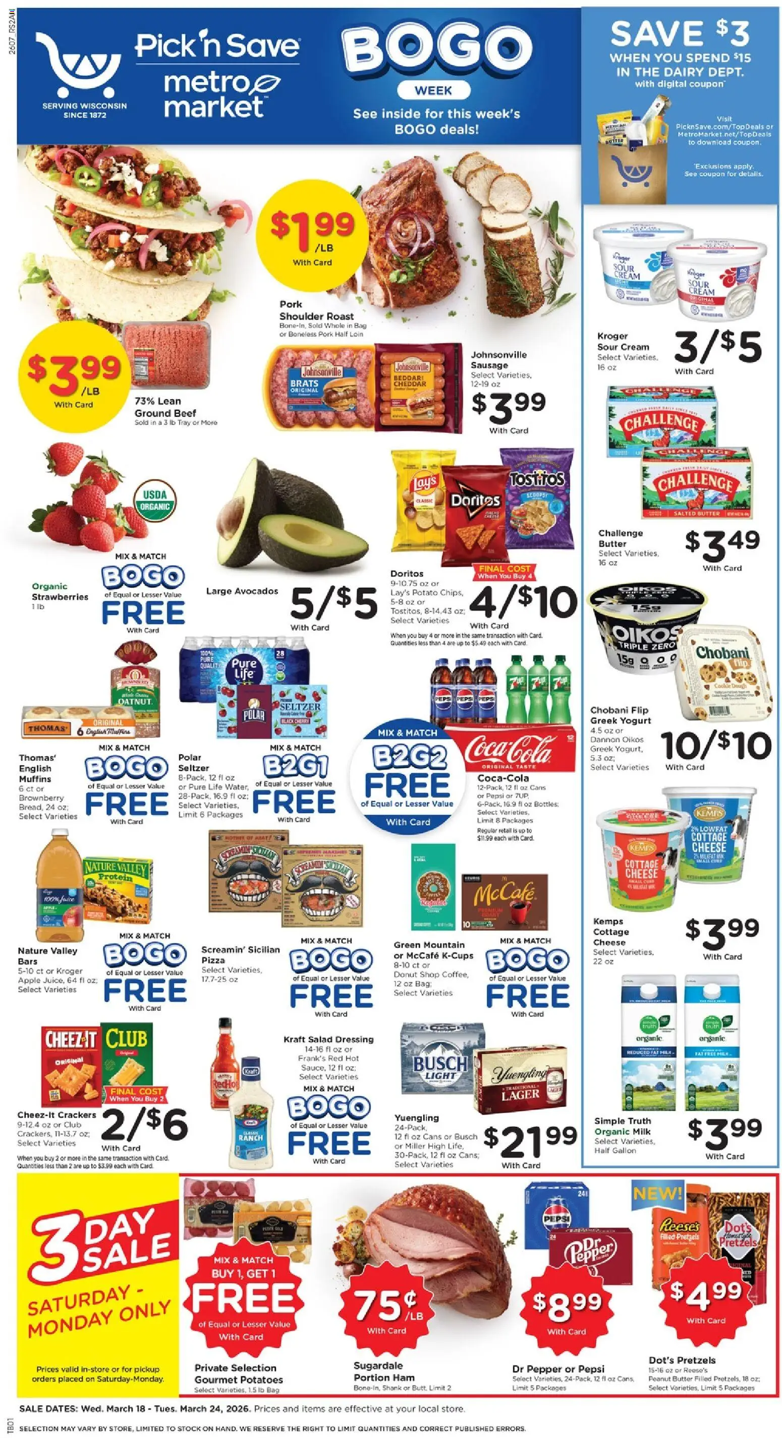 Pick ‘n Save Weekly Ad - valid from 18.03.2026 | Page: 1 | Products: Ham, Juice, Pork, Pepper