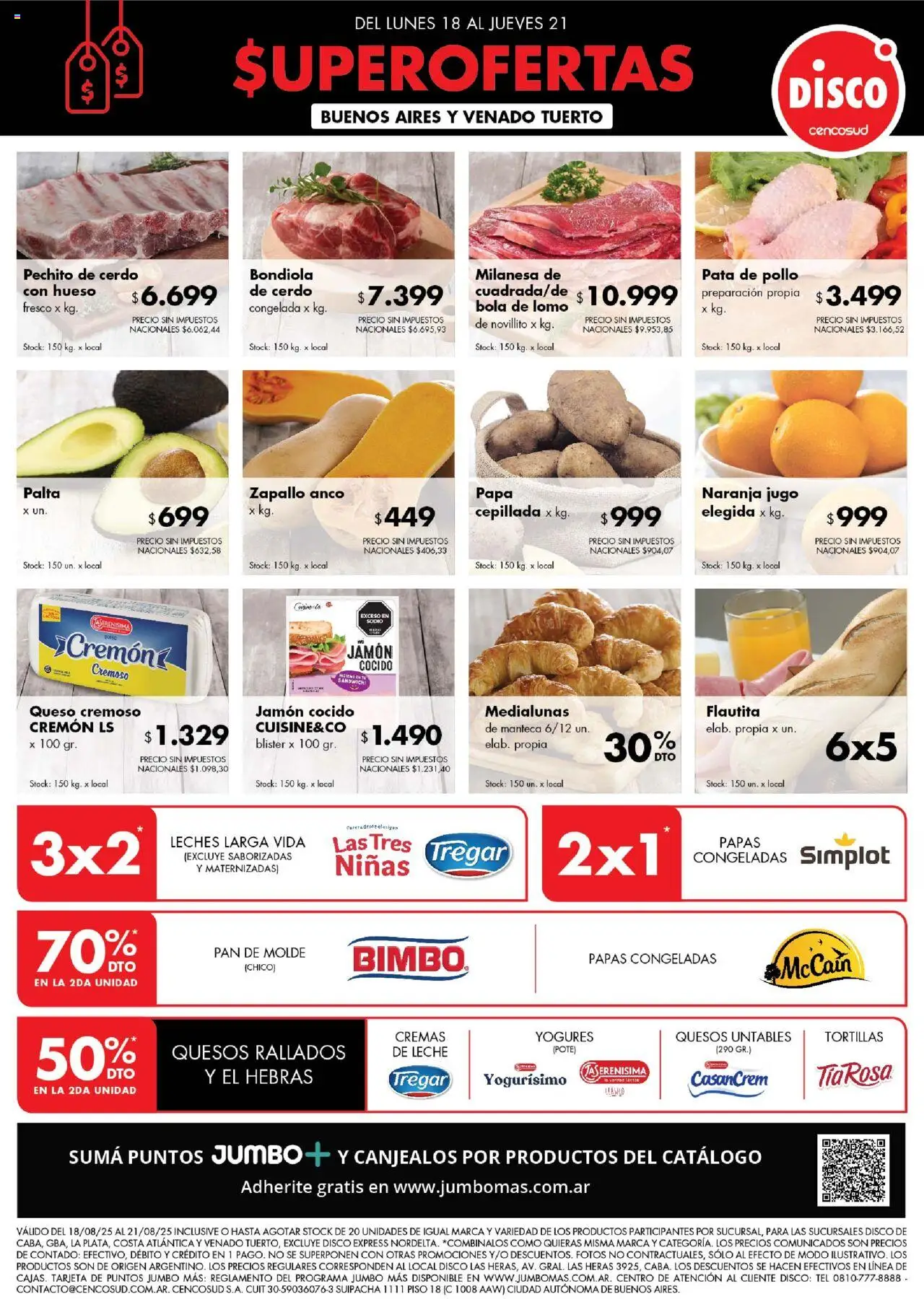 Disco ofertas - Buenos Aires │ válido desde el 18.08.2025 | Página: 1 | Productos: Pollo, Zapallo, Palta, Jamón