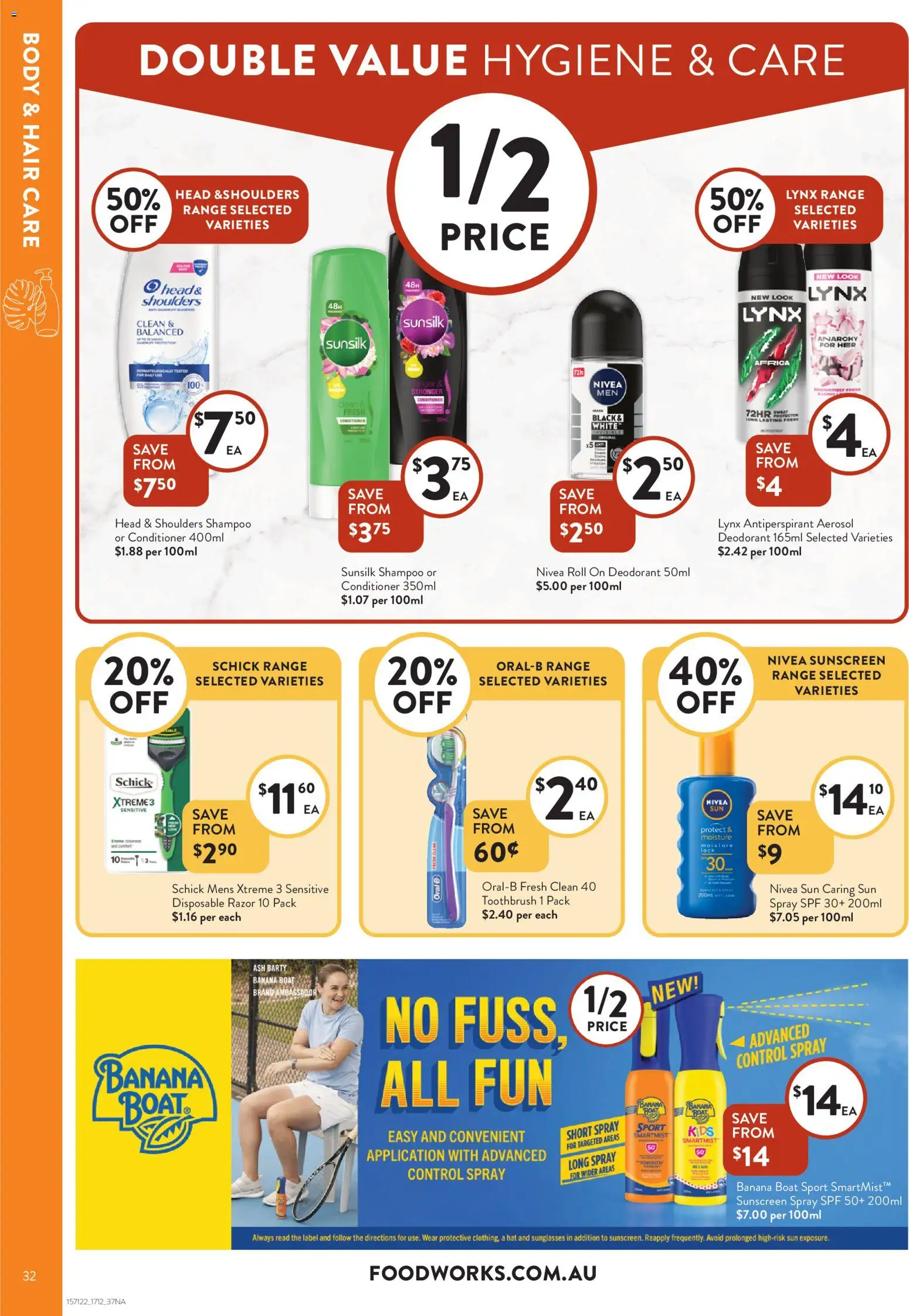 Foodworks catalogue - valid from 17.12.2025 | Page: 32 | Products: Shampoo, Sunscreen, Antiperspirant, Sunglasses