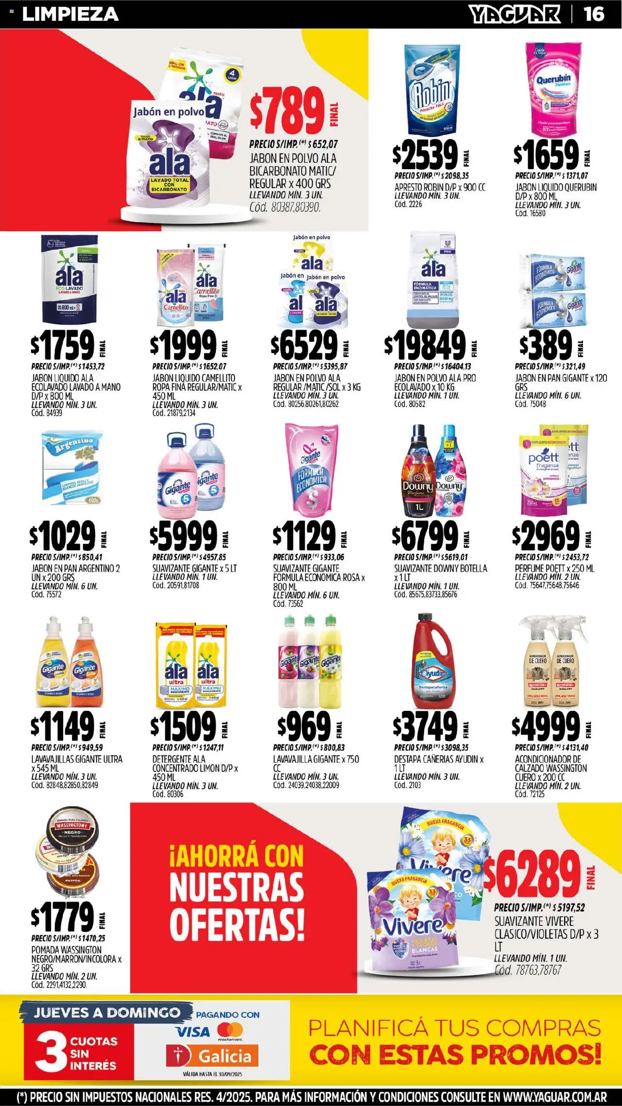 Yaguar - José C. Paz │ válido desde el 08.09.2025 | Página: 17 | Productos: Lavavajillas, Lavabo, Jabón líquido, Pan