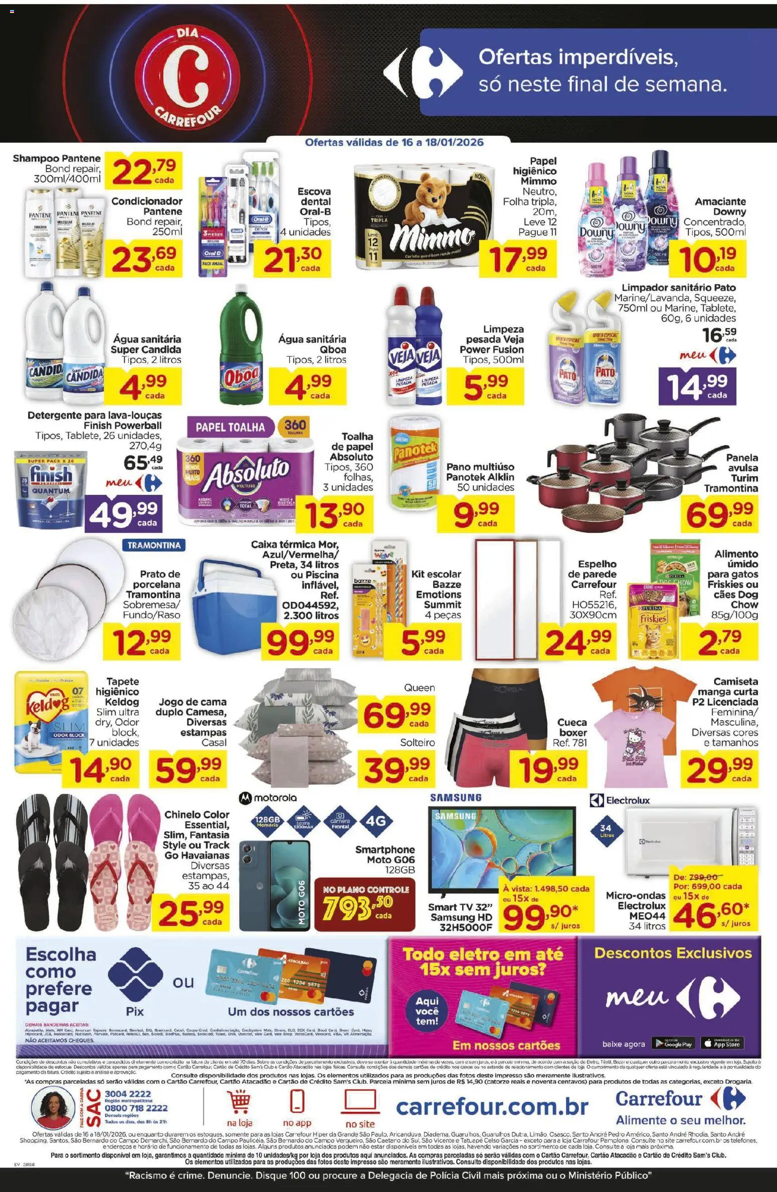 Carrefour Folheto - válido de 16.01.2026 | Página: 5 | Produtos: Smart TV 32, Detergente, Tapete higiênico, Água sanitária