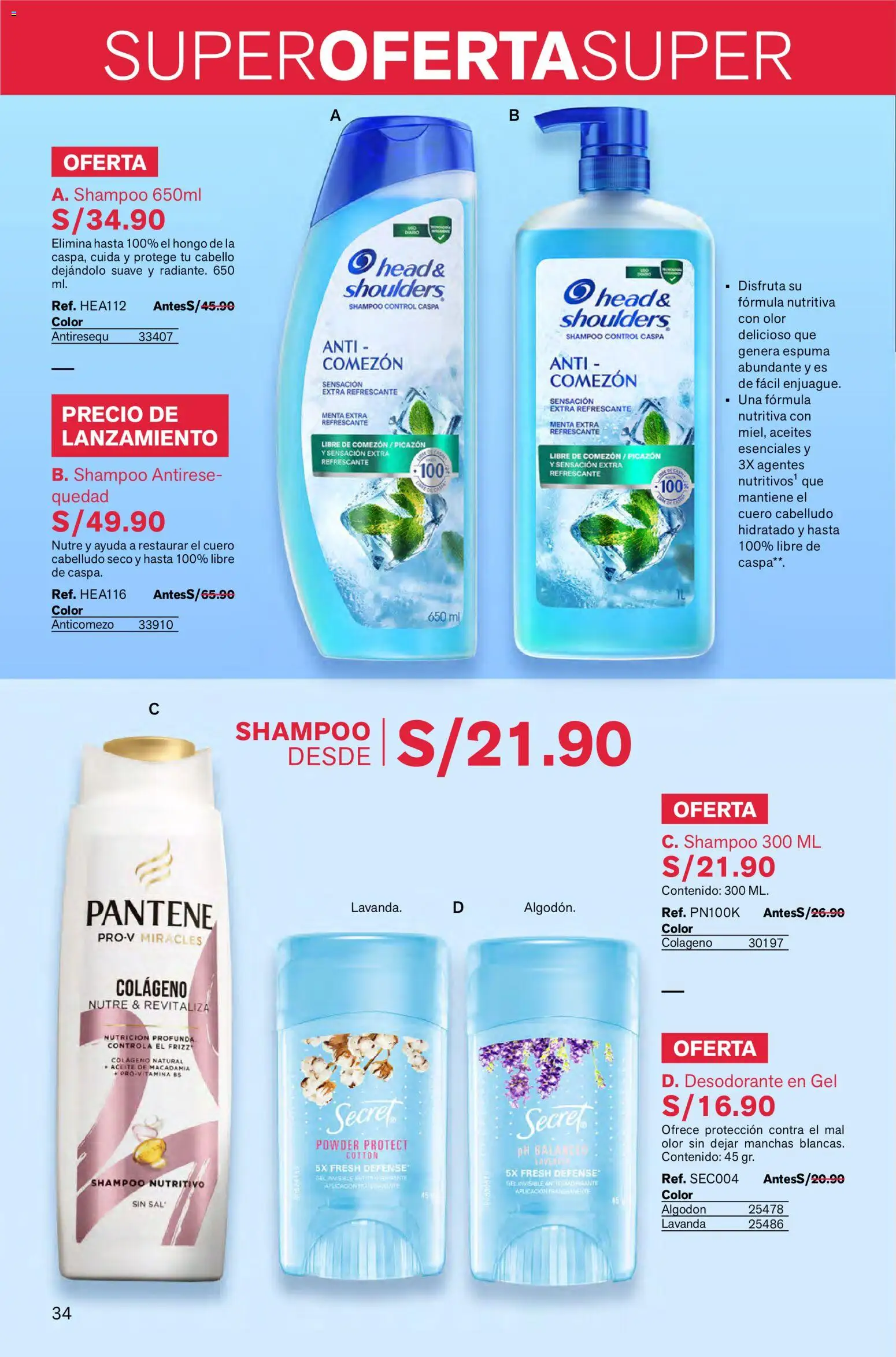 Catálogo Leonisa válido desde 26.12.2025 | Página: 34 | Productos: Shampoo, Desodorante, Aceite