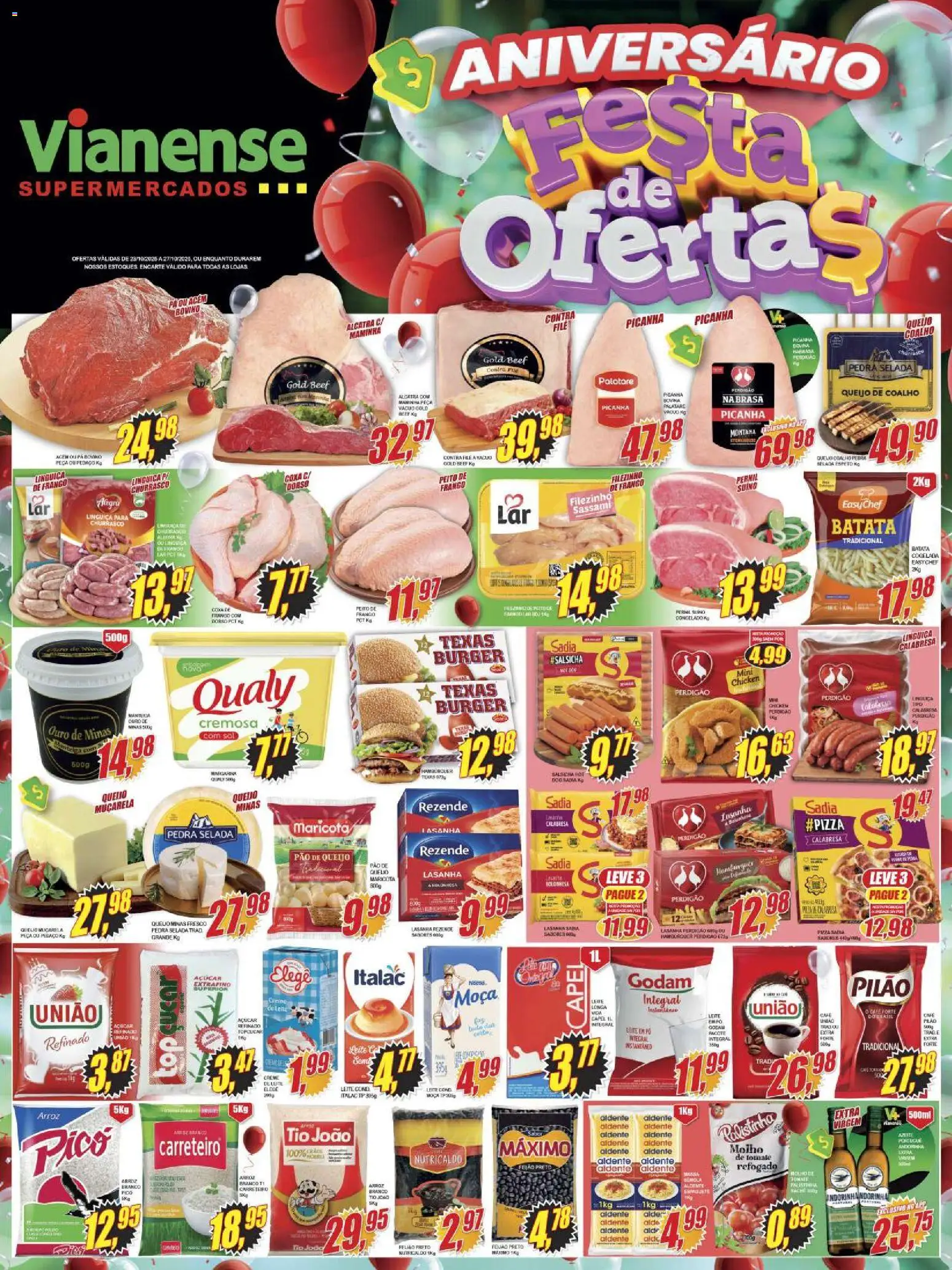 Vianense Folheto - válido de 23.10.2025 | Página: 1 | Produtos: Acém, Picanha, Pizza, Lasanha