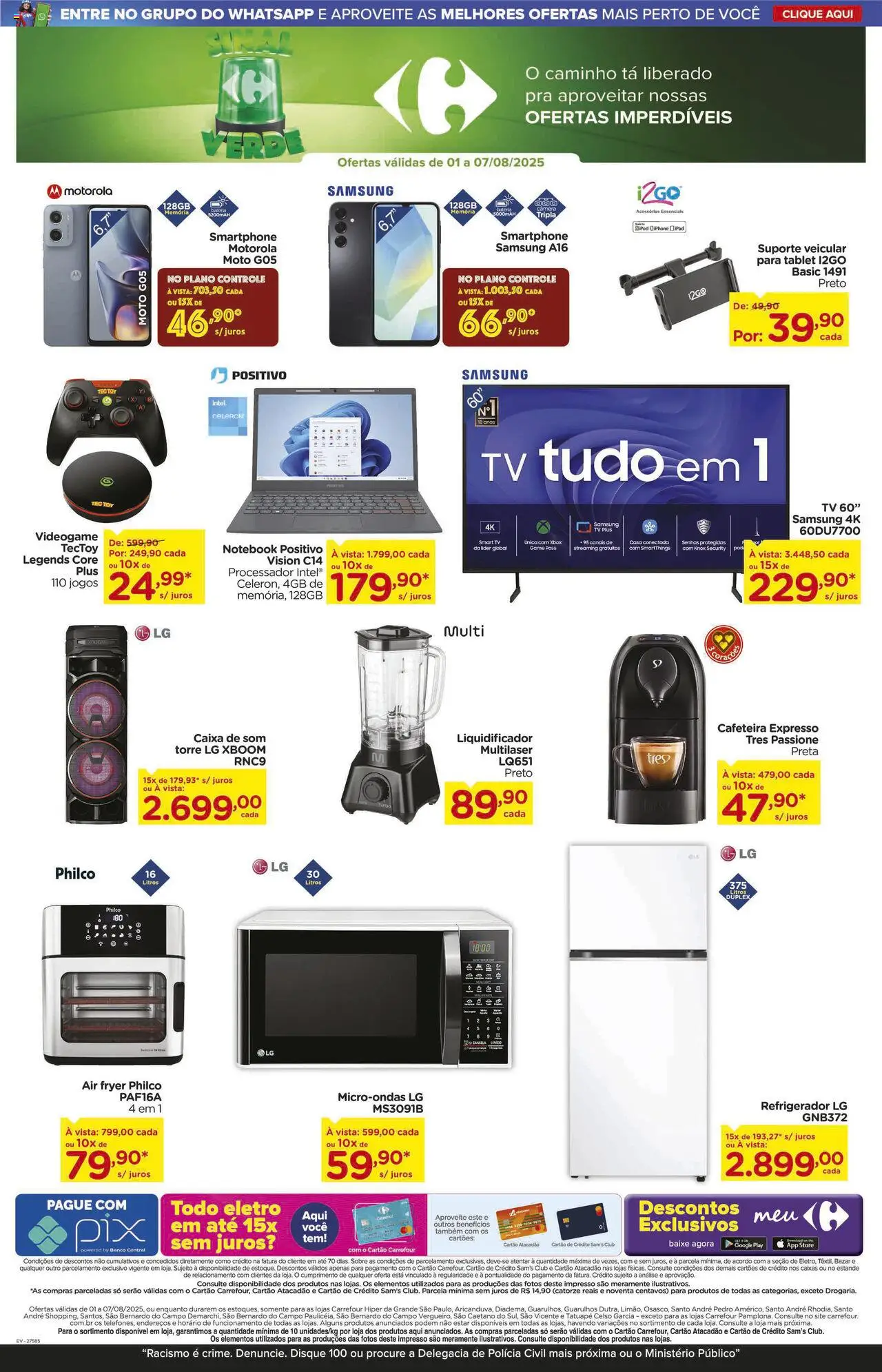 Carrefour Folheto - válido de 01.08.2025 | Página: 16 | Produtos: Caixa de som, Refrigerador, Processador, Jogos