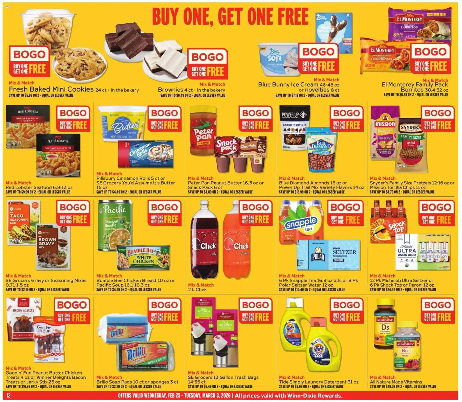 Winn Dixie Weekly Ad - valid from 25.02.2026 | Page: 12 | Products: Pan, Butter, Water, Seafood