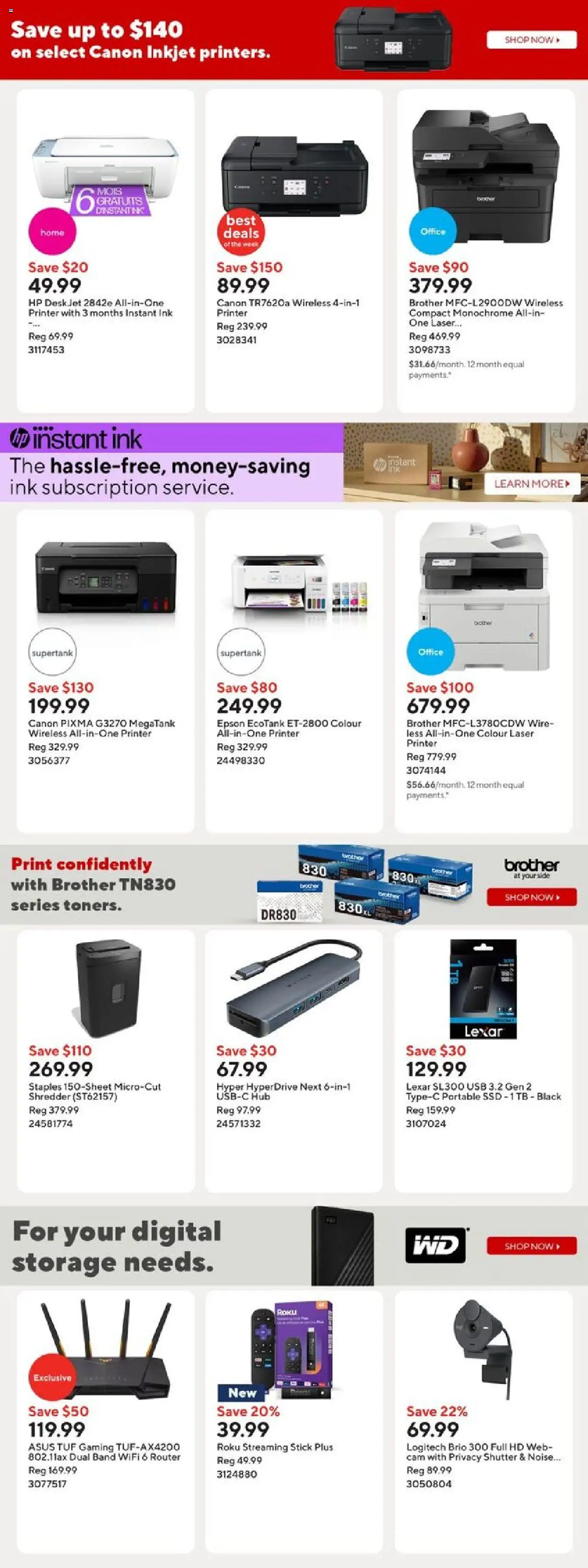 Staples flyer valid from 08.08.2025 | Page: 10 | Products: Printer, Shredder