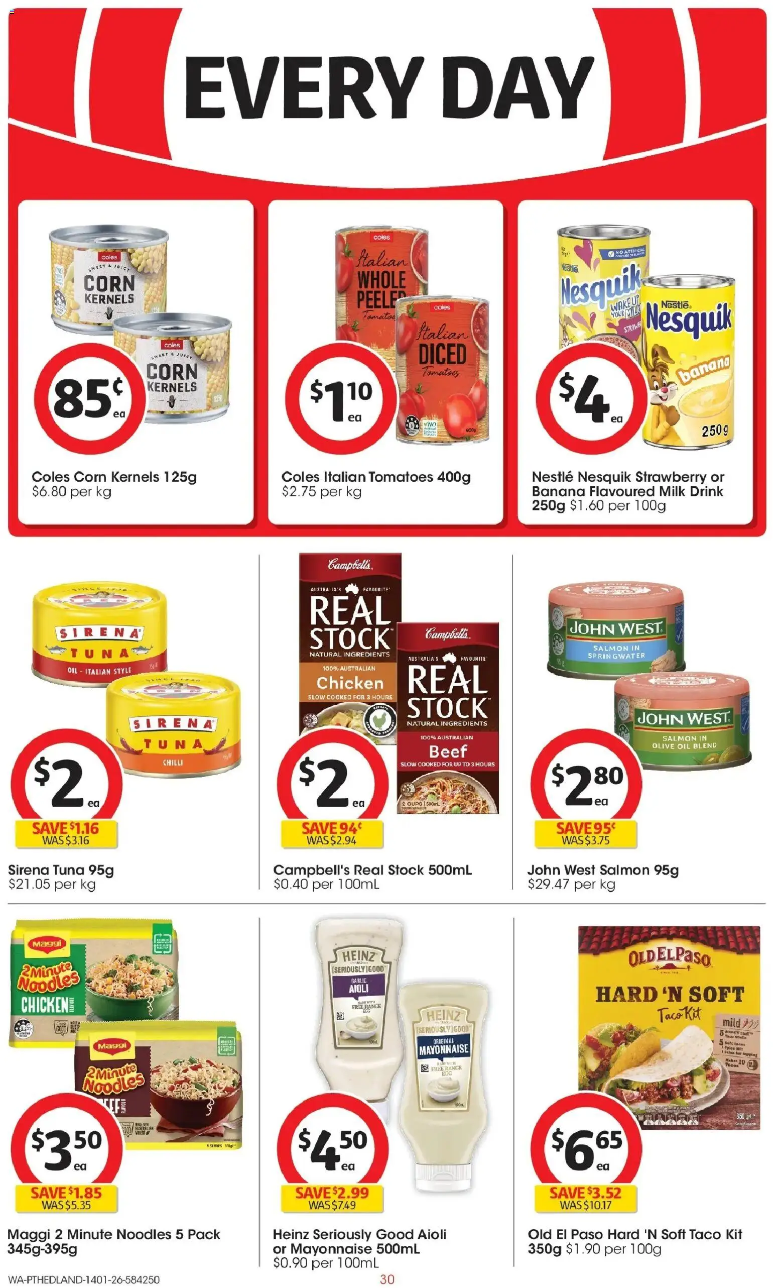 Coles catalogue - valid from 14.01.2026 | Page: 30 | Products: Chicken, Tomatoes, Garlic, Tuna