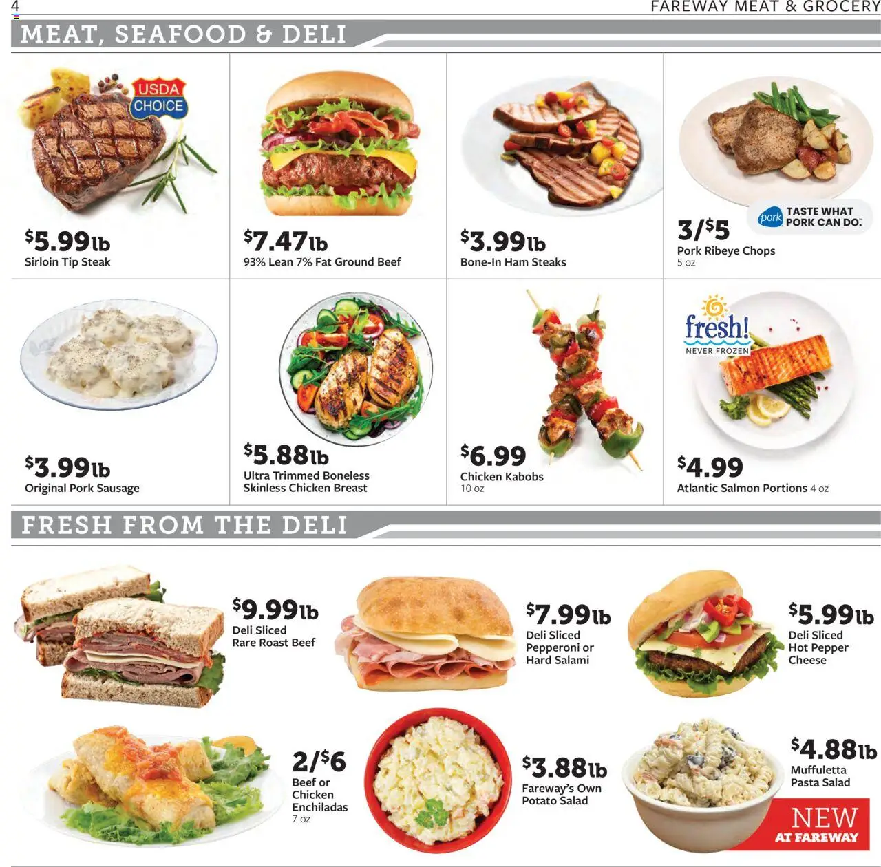Fareway Weekly Ad - valid from 11.08.2025 | Page: 4 | Products: Ham, Beef, Salad, Seafood