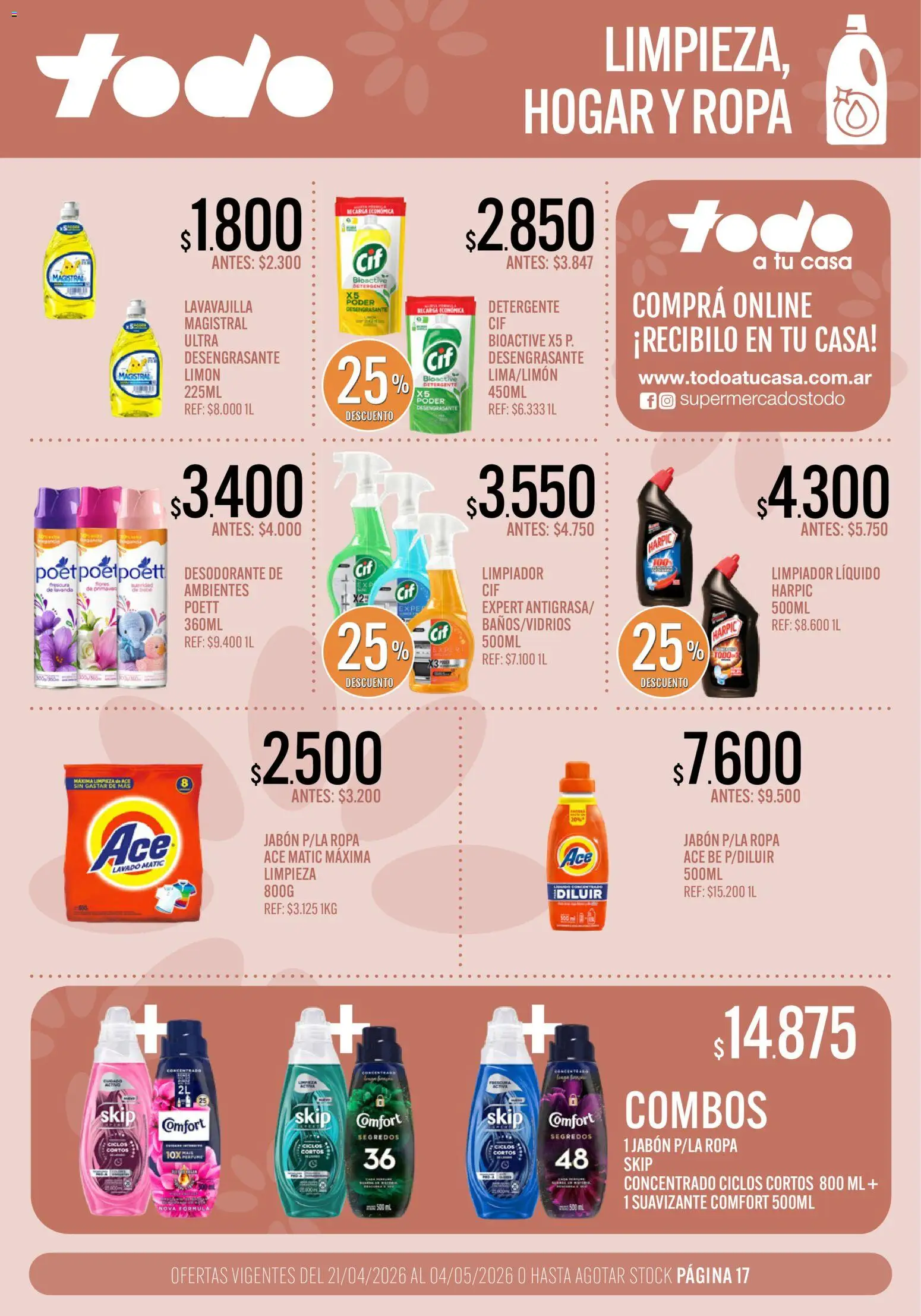 Supermercados TODO - Ofertas │ válido desde el 21.04.2026 | Página: 17 | Productos: Jabón, Desodorante, Detergente, Suavizante