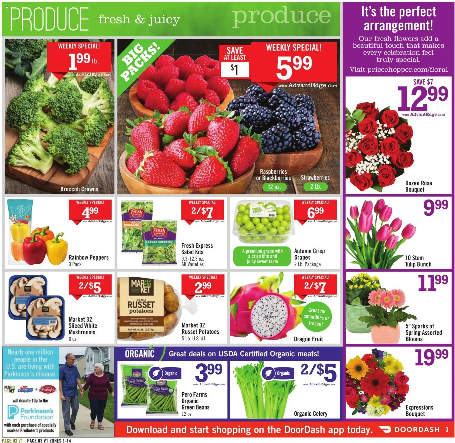 Price Chopper - Weekly Ad - valid from 19.04.2026 | Page: 3 | Products: Broccoli, Mushrooms, Crowns, Strawberries