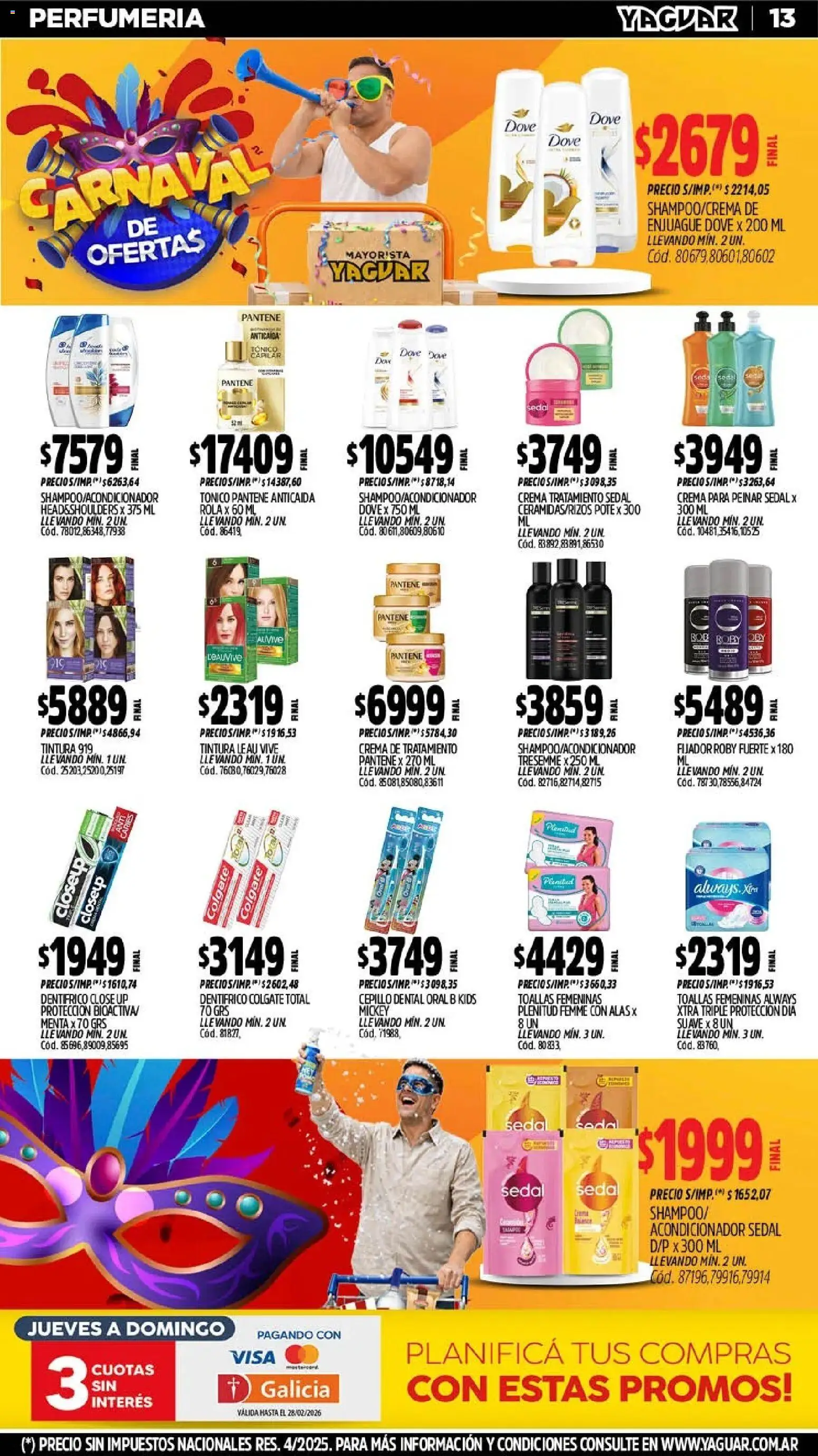 Yaguar - Oferta Semanal Jujuy │ válido desde el 09.02.2026 | Página: 13 | Productos: Toallas, Cepillo, Tintura, Crema