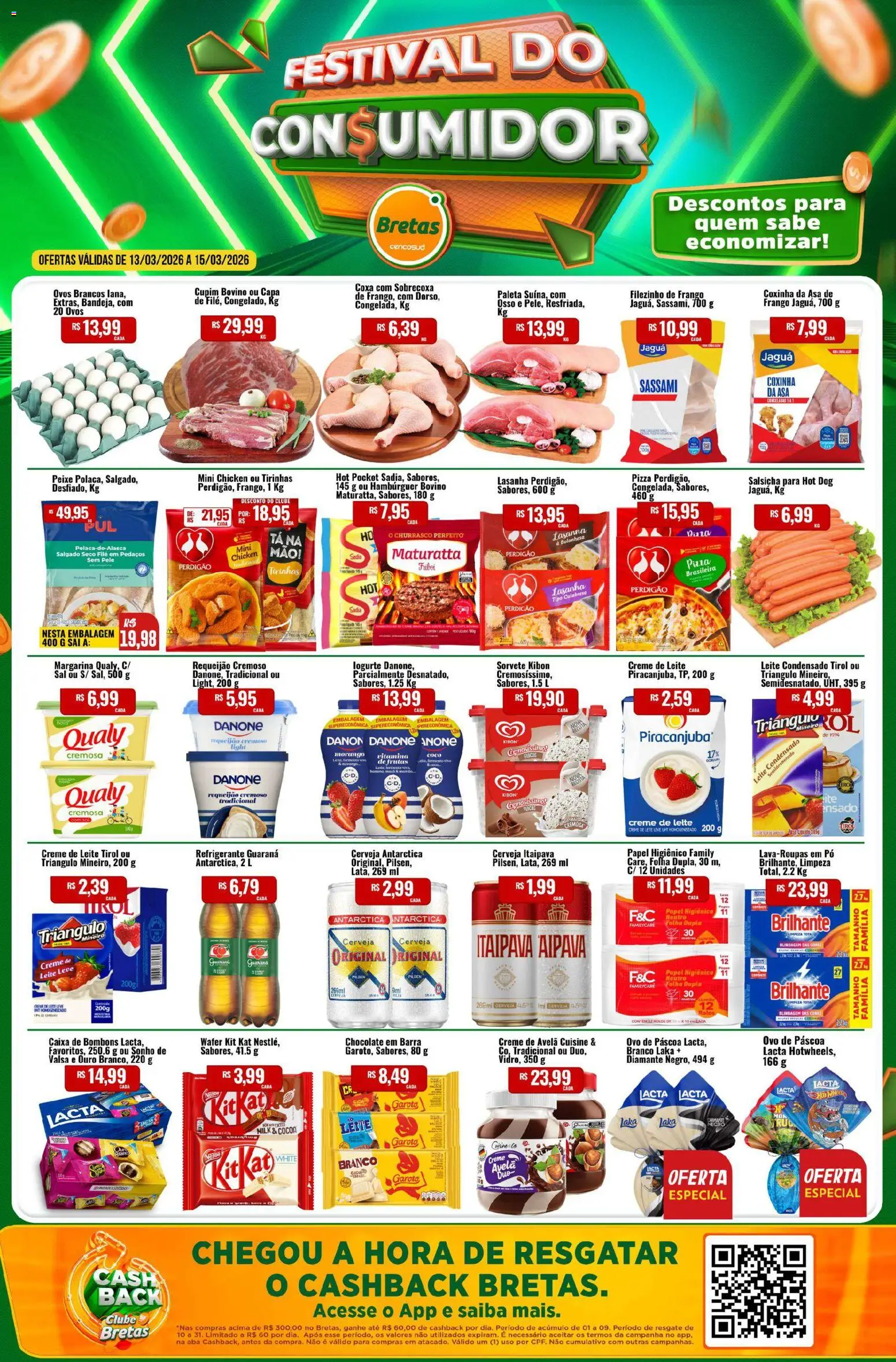 Bretas Folheto - válido de 13.03.2026 | Página: 1 | Produtos: Pó, Pizza, Leite condensado, Avelã