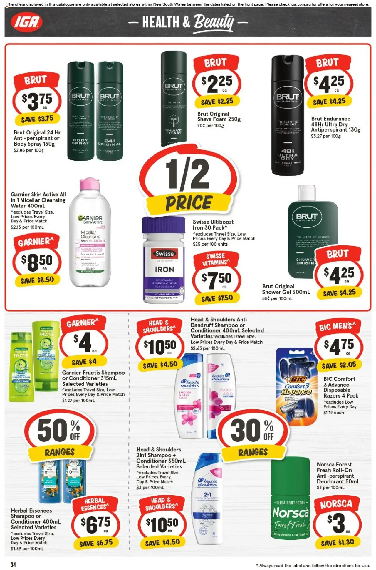 IGA catalogue - valid from 22.10.2025 | Page: 33 | Products: Antiperspirant, Water, Herbal, Razors