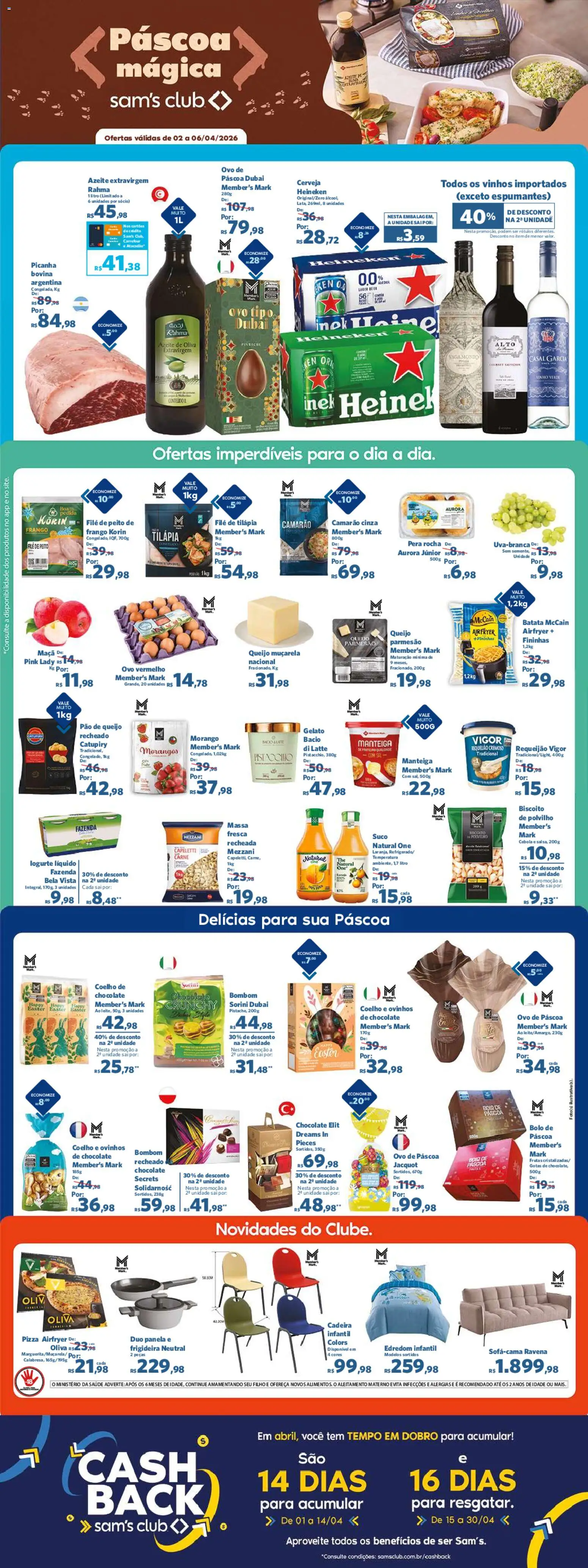 Sam's Club Folheto - válido de 02.04.2026 | Página: 1 | Produtos: Edredom, Panela, Suco, Carne