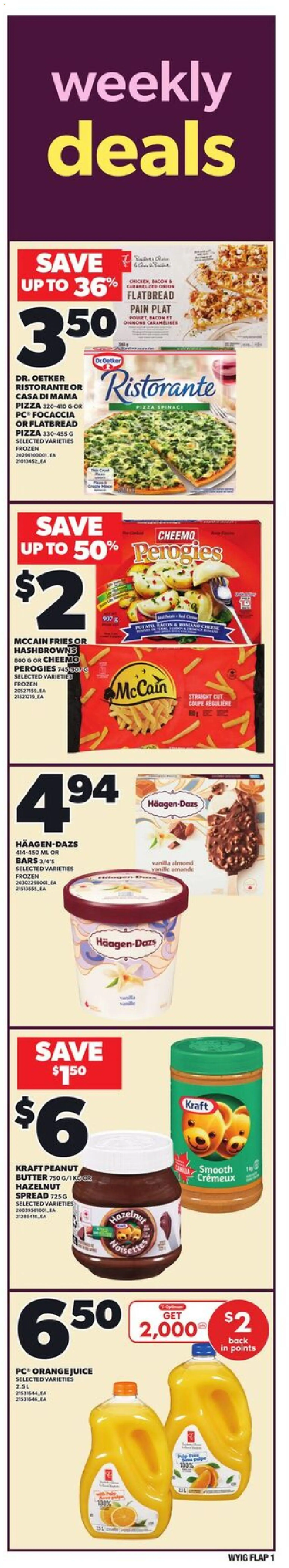 Loblaws flyer valid from 04.12.2025 | Page: 1 | Products: PC, Butter, Pizza, Juice