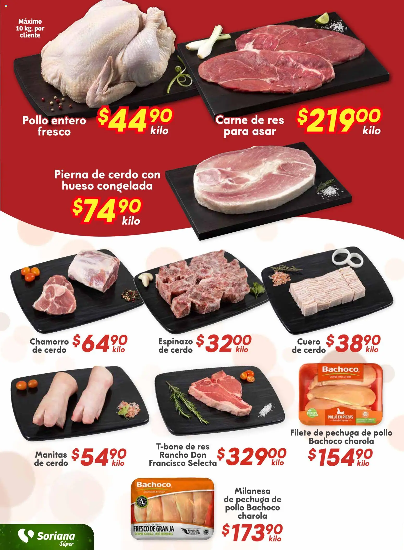 Nuevas ofertas de Soriana válidas en toda la República Mexicana desde el 04.12.2025. ¡Encuentra las mejores ofertas en Soriana - Fin de Semana Súper: Nuevo León, Ciudad Victoria y Tampico! | Página: 6 | Productos: Pollo, Milanesa, Cerdo, Res