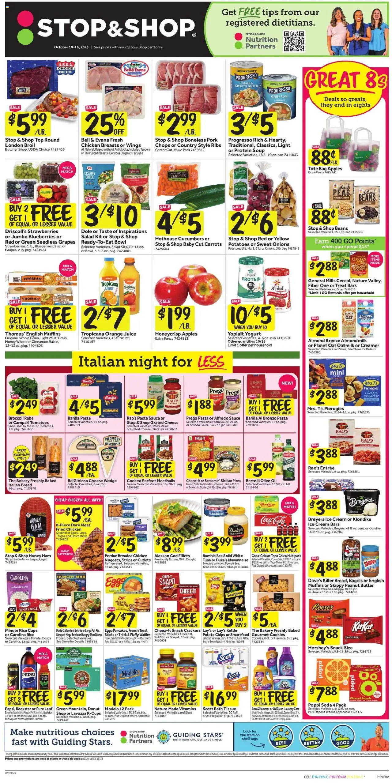 Stop & Shop Weekly Ad - valid from 10.10.2025 | Page: 1 | Products: Noodles, Cucumbers, Sauce, Bag