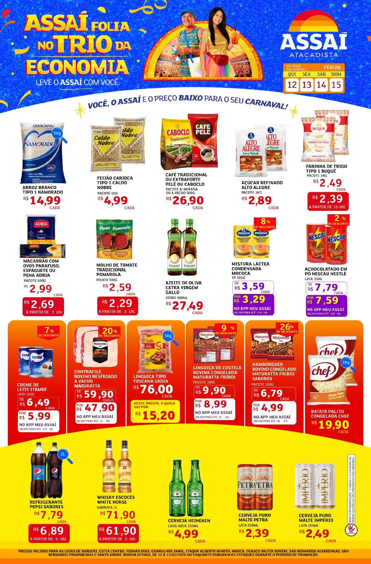 Assaí Atacadista Folheto - válido de 12.02.2026 | Página: 1 | Produtos: Almofada, Ovos, Heineken, Açúcar