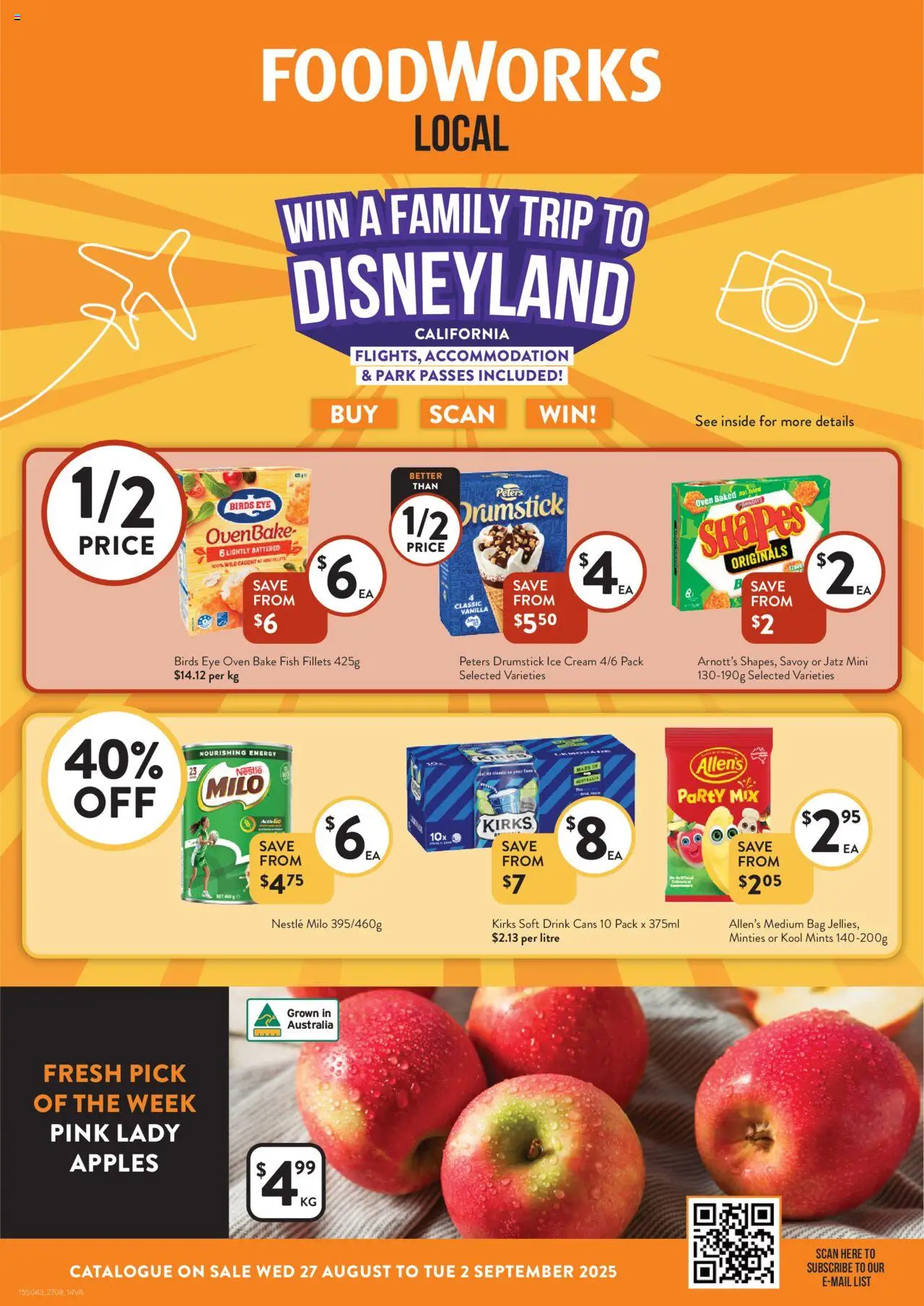 Foodworks catalogue - valid from 27.08.2025 | Page: 1 | Products: Apples, Fish, Cream, Oven