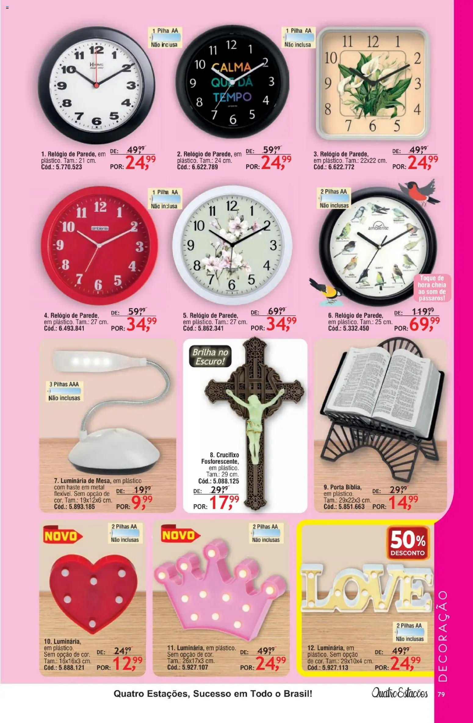 Quatro Estações Folheto - válido de 01.02.2026 | Página: 75 | Produtos: Porta, Pilhas, Luminária, Relógio