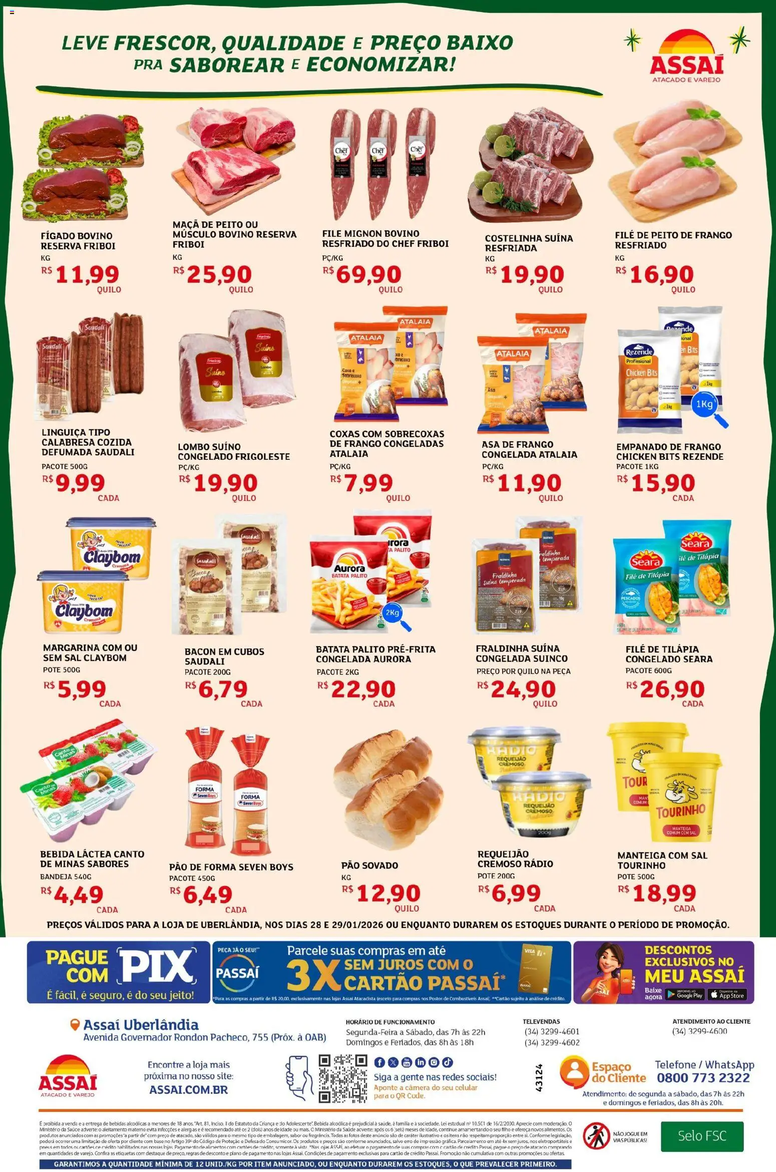 Assaí Atacadista Folheto - válido de 28.01.2026 | Página: 2 | Produtos: Lombo, Tilápia, Pão de forma, Batata