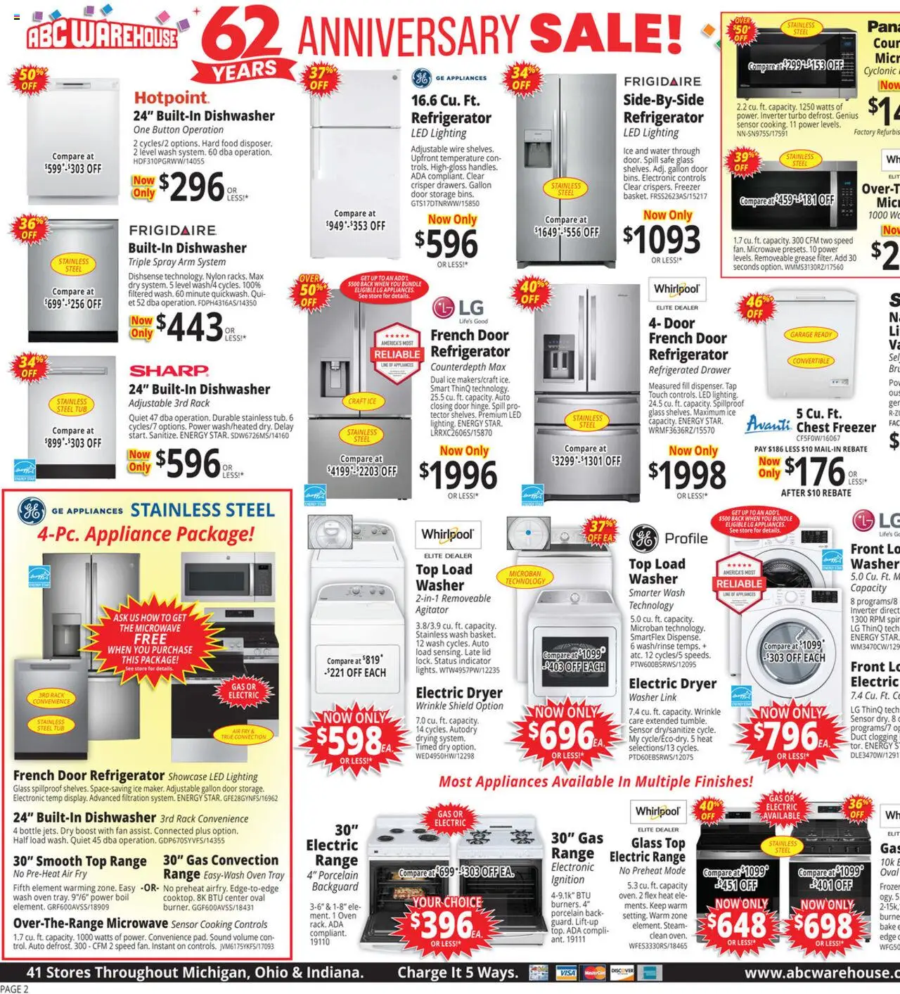ABC Warehouse Weekly Ad - valid from 10.08.2025 | Page: 2 | Products: Microwave, Water, Freezer, Dryer