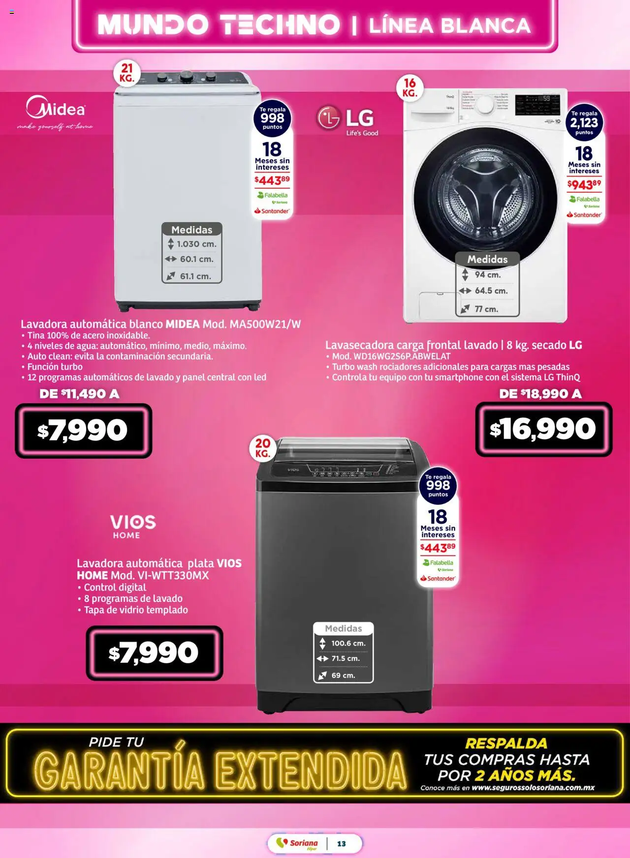 Nuevas ofertas de Soriana válidas en toda la República Mexicana desde el 28.08.2025. ¡Encuentra las mejores ofertas en Soriana - Mundo Techno Híper Nacional! | Página: 14 | Productos: Agua, Lavadora, Té, Smartphone