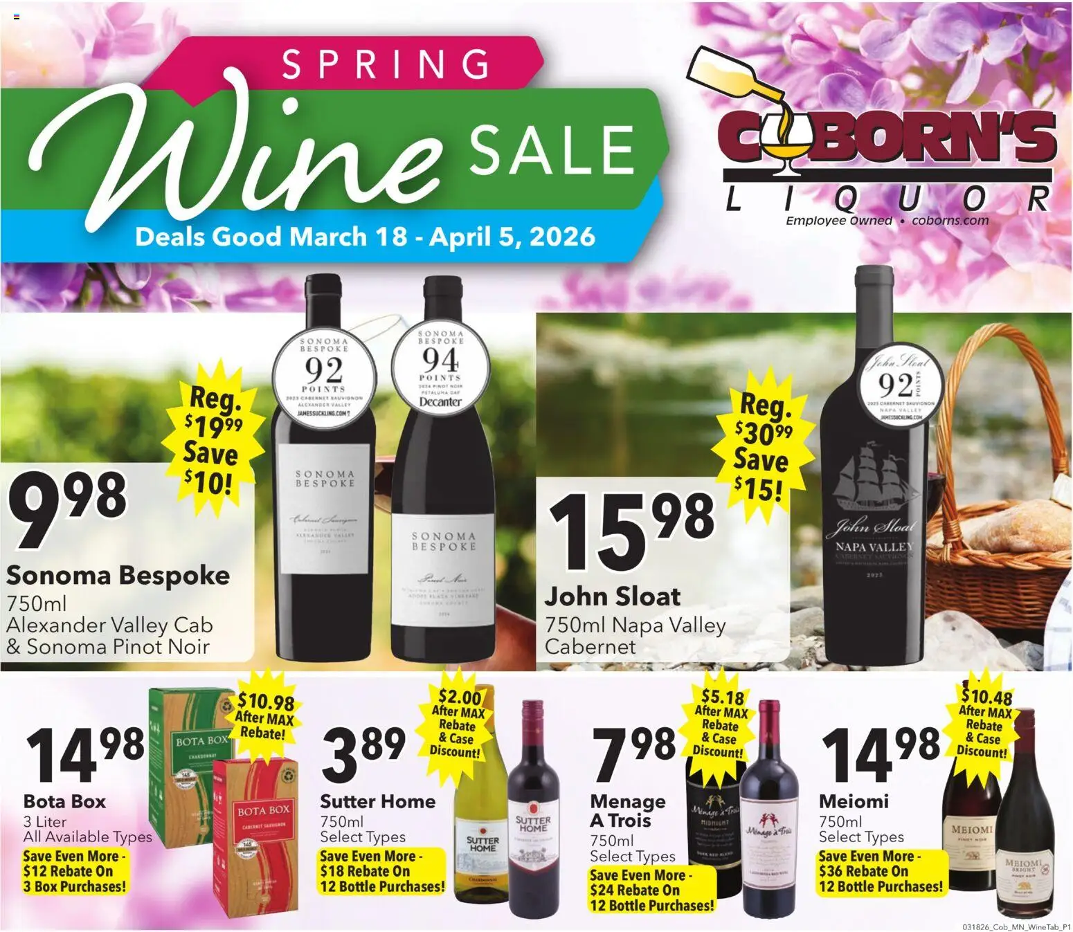 Coborn's Wine Sale - valid from 18.03.2026 | Page: 1 | Products: Box, Wine, Cap, Case