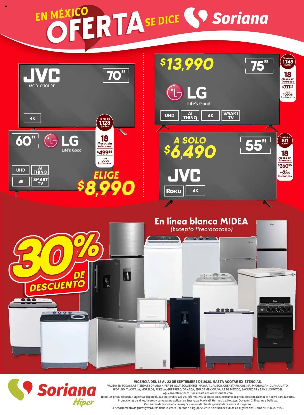 Nuevas ofertas de Soriana válidas en toda la República Mexicana desde el 18.09.2025. ¡Encuentra las mejores ofertas en Soriana - Folleto! | Página: 8