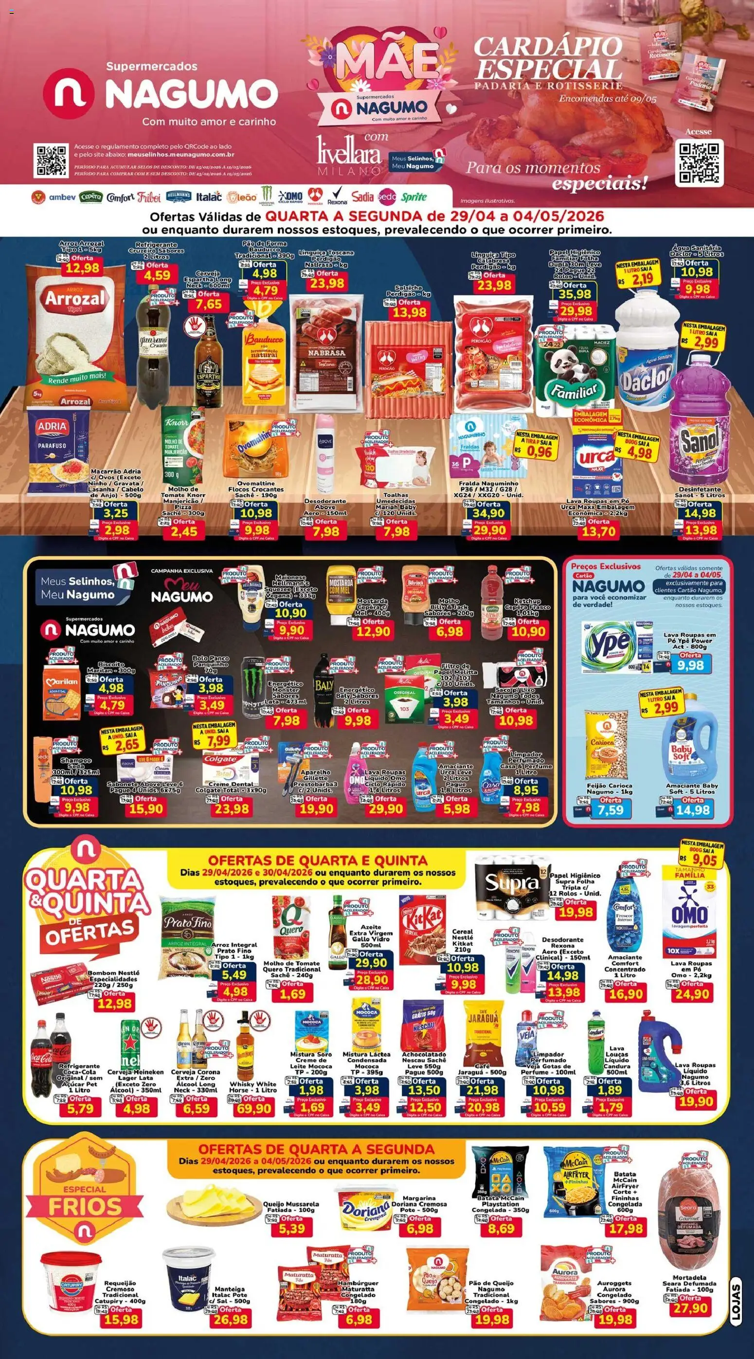 Nagumo Folheto - válido de 29.04.2026 | Página: 1 | Produtos: Feijão, Desodorante, Sabonete, Pão de queijo