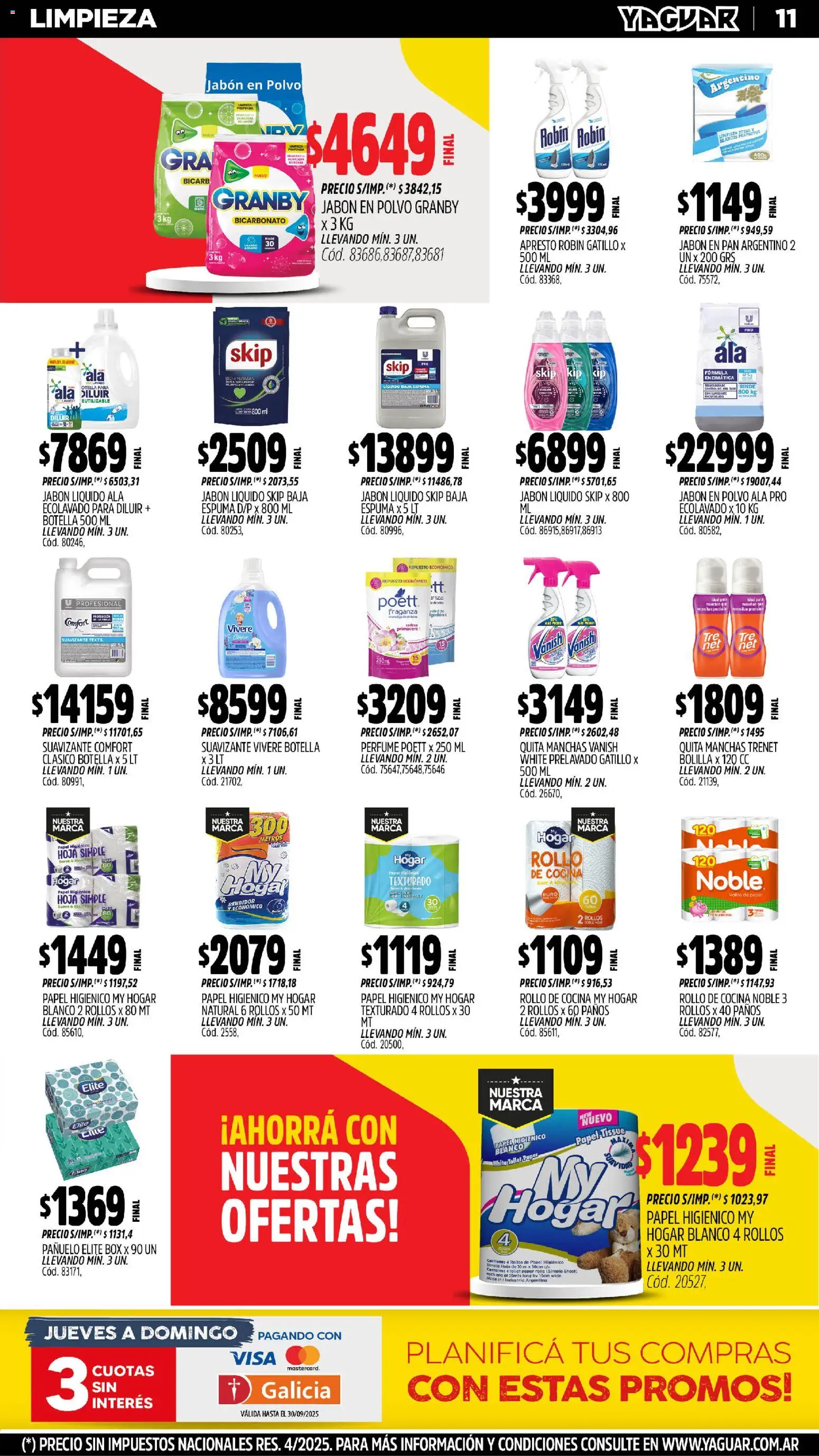 Yaguar - Chaco │ válido desde el 27.10.2025 | Página: 11 | Productos: Pañuelo, Jabón líquido, Jabón, Espuma