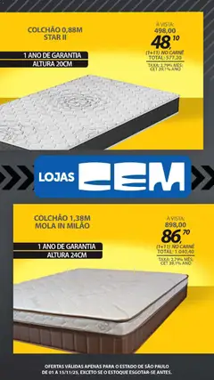 Lojas Cem - Ofertas atuais - Pré-Visualização do folheto da loja Lojas Cem, válido de 01.11.2025 | Página: 102 | Produtos: Colchão, Carne