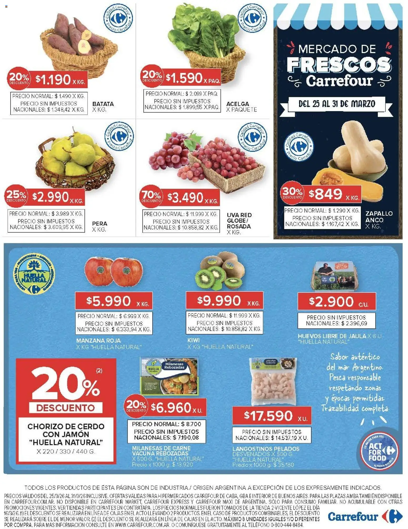 Carrefour ofertas │ válido desde el 25.03.2026 | Página: 20 | Productos: Zapallo, Uva, Huevos, Jamón
