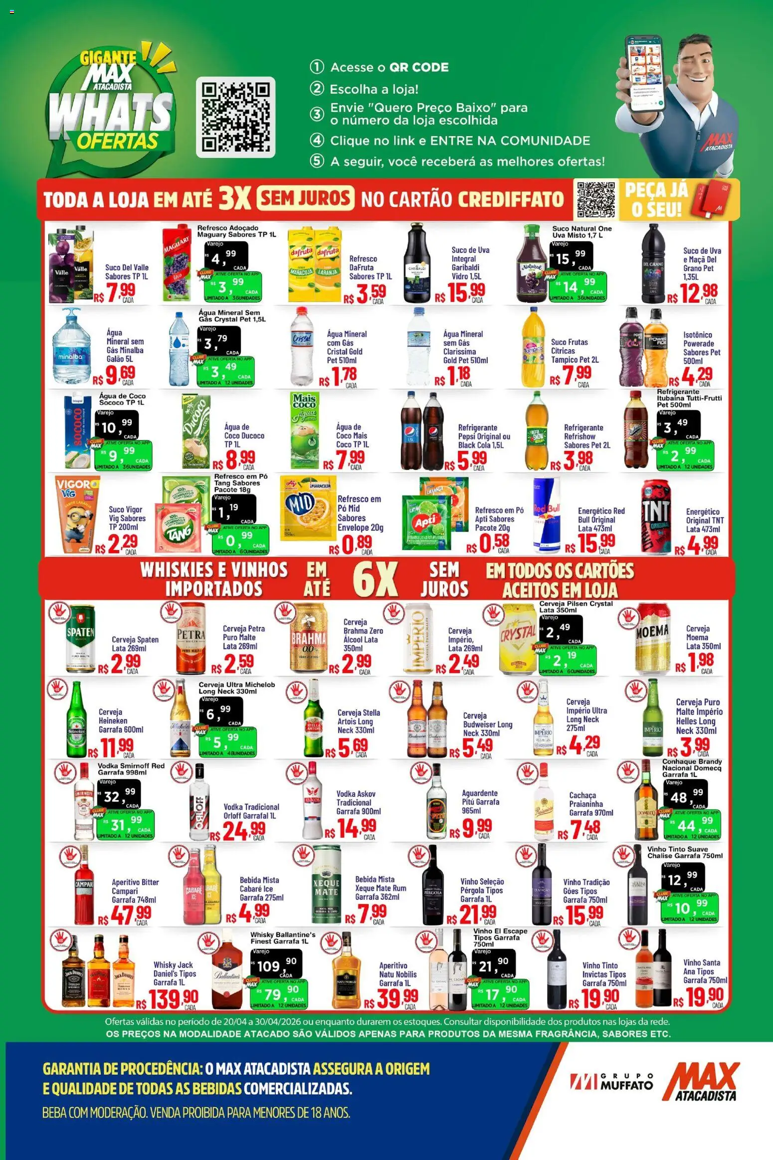 Max Atacadista Folheto - válido de 20.04.2026 | Página: 4 | Produtos: Pó, Refresco, Cola, Cerveja