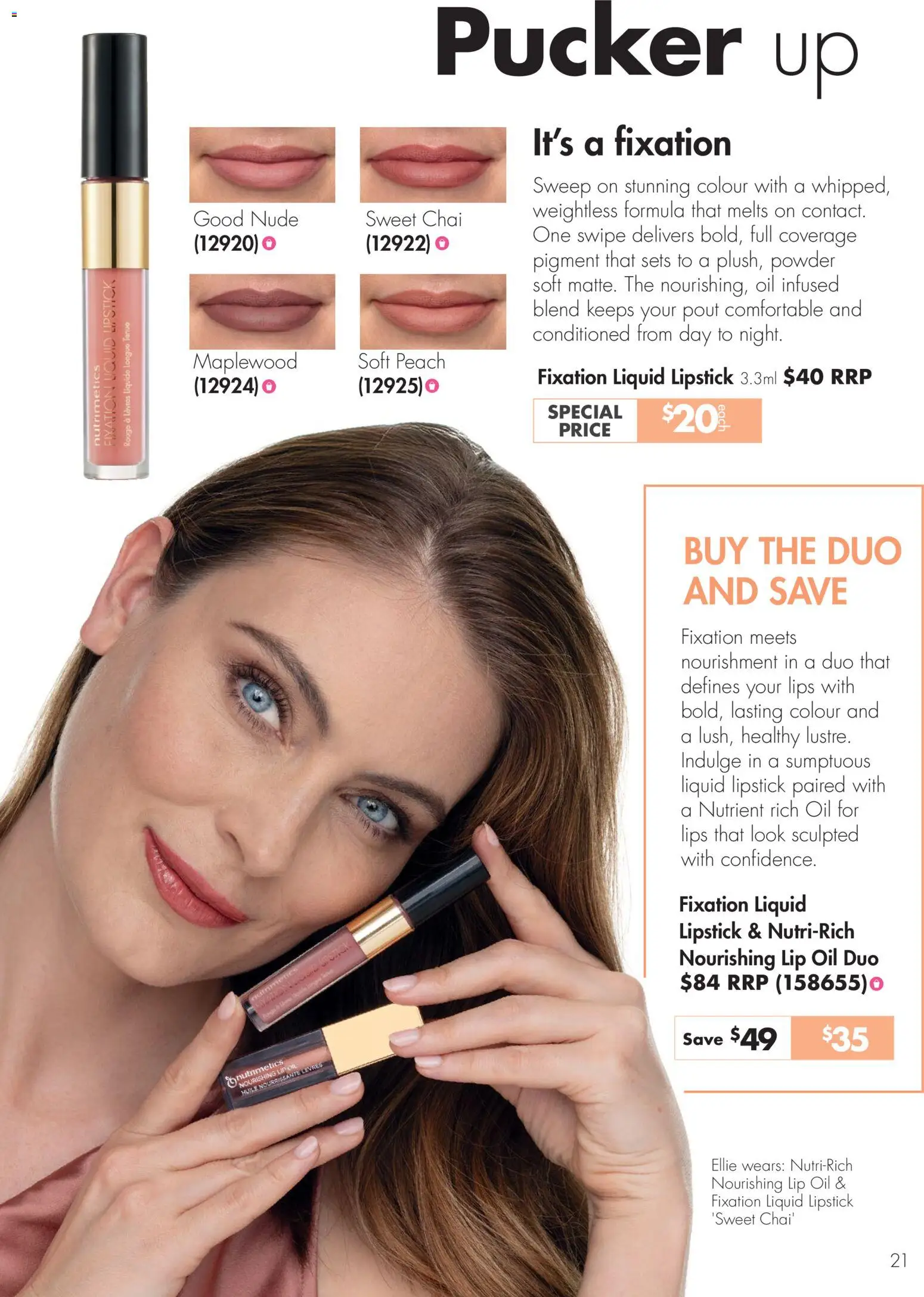 Nutrimetics catalogue - valid from 26.03.2026 | Page: 21 | Products: Powder, Lipstick, Oil, Peach