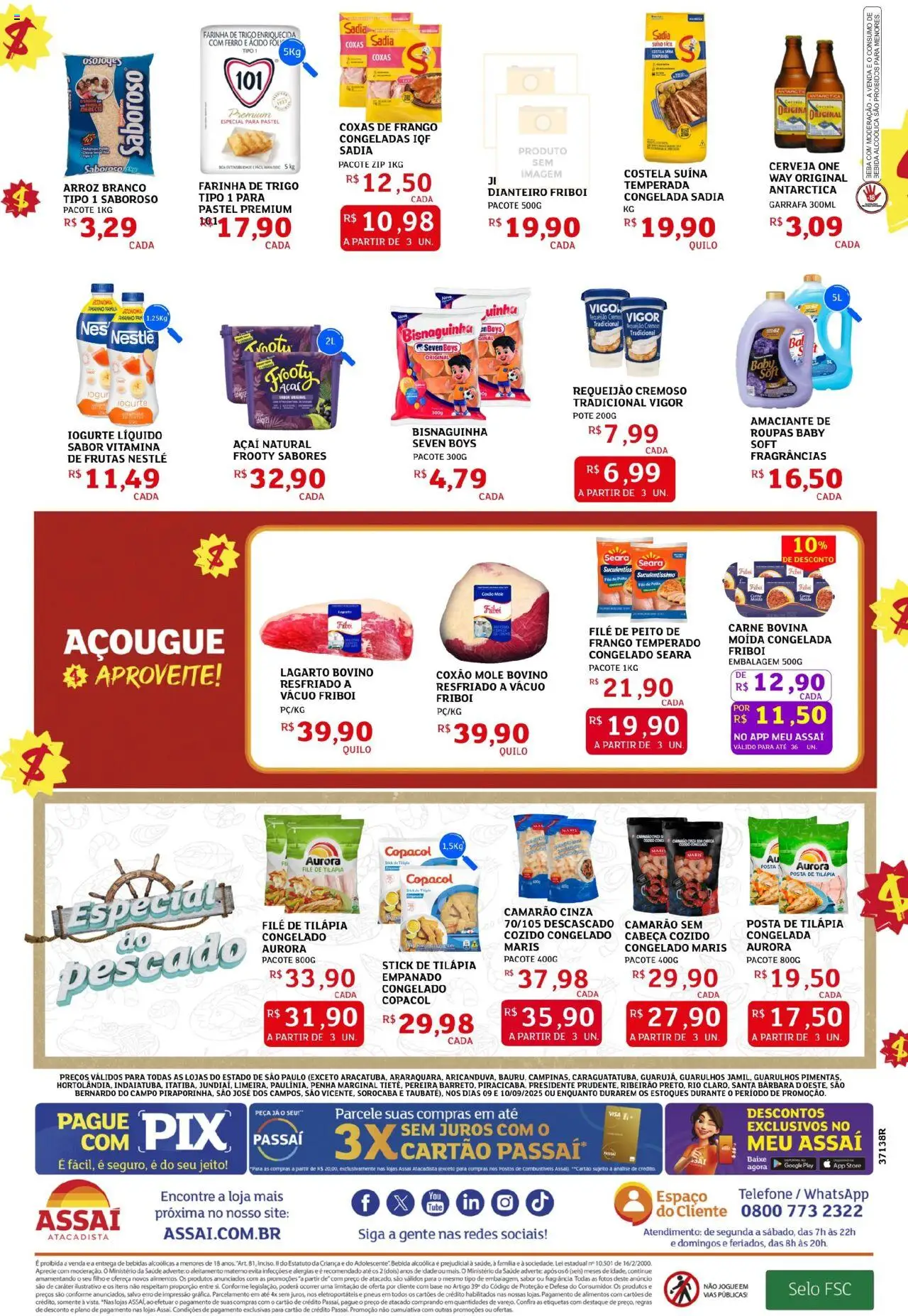 Assaí Atacadista Folheto - válido de 09.09.2025 | Página: 2 | Produtos: Arroz, Bebida, Frango, Requeijão