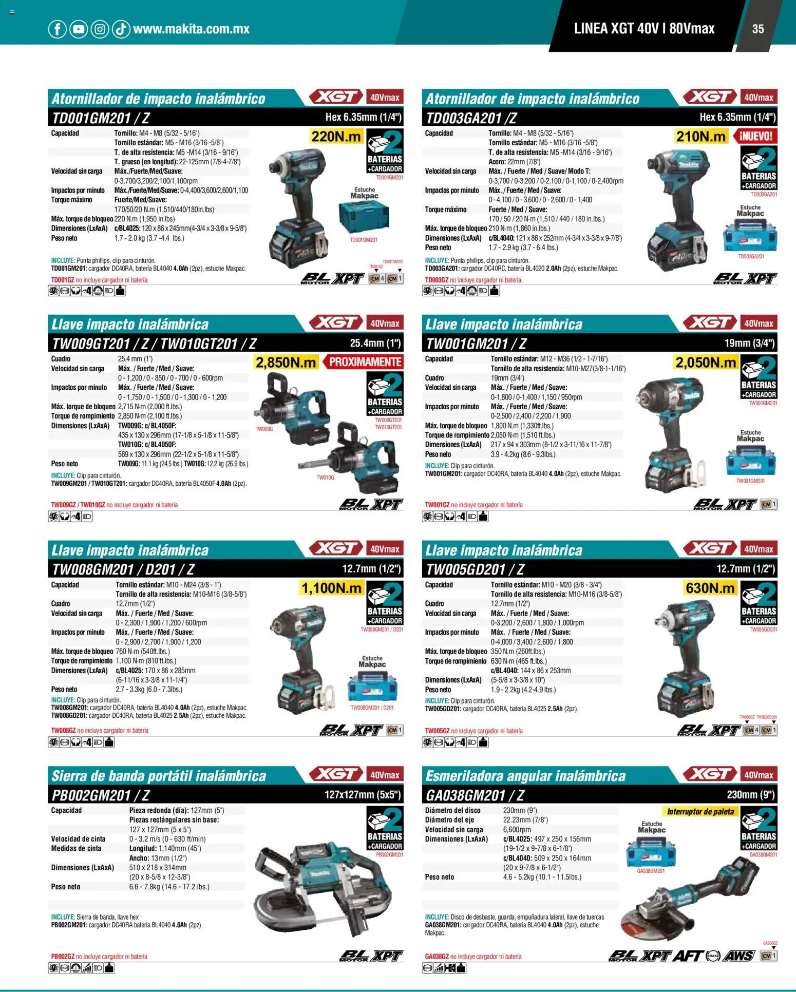 Nuevas ofertas de Makita válidas en toda la República Mexicana desde el 01.01.2024. ¡Encuentra las mejores ofertas en Makita catálogo General! | Página: 35 | Productos: Estuche, Disco, Batería, Llave