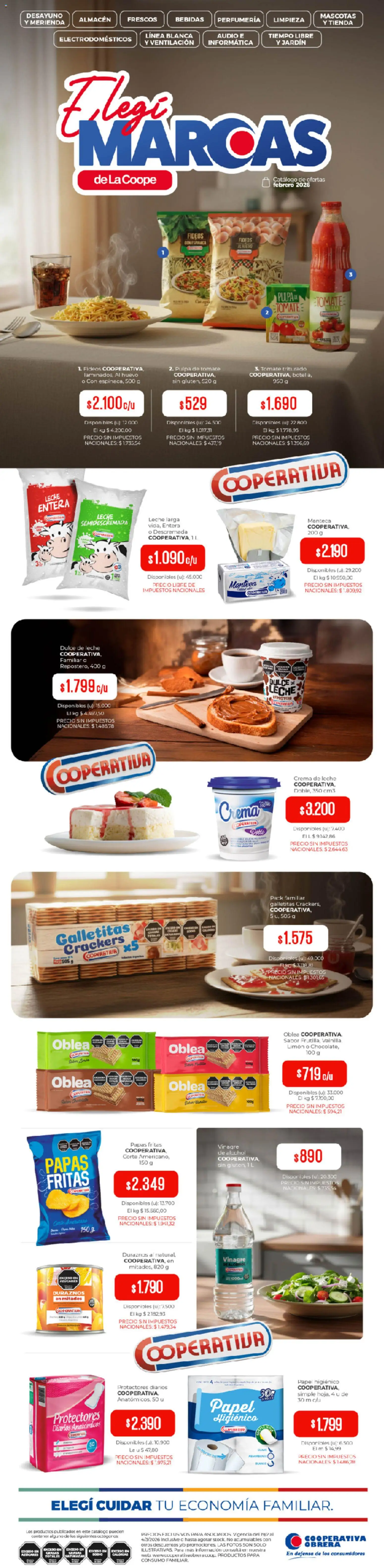 Cooperativa Obrera - Marcas Propias │ válido desde el 19.02.2026 | Página: 1 | Productos: Audio, Crema de leche, Tomate, Crema
