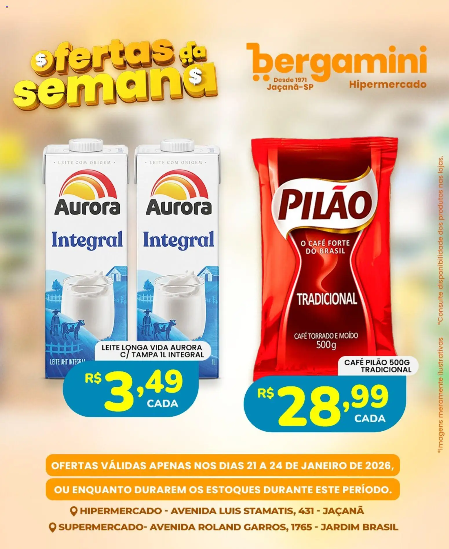 Supermercado Bergamini Folheto - válido de 21.01.2026 | Página: 5 | Produtos: Leite, Café, Café pilão