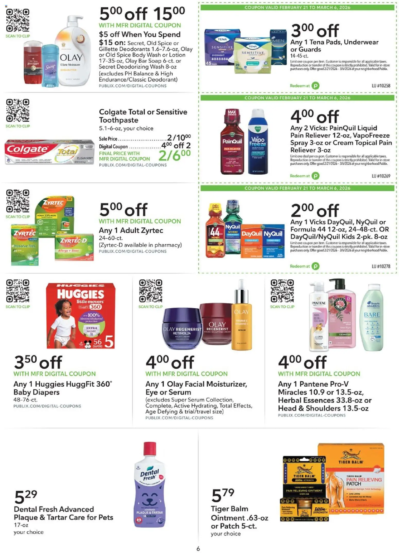 Publix Extra Savings - valid from 21.02.2026 | Page: 6 | Products: Cream, Bar Soap, Body Wash, Underwear
