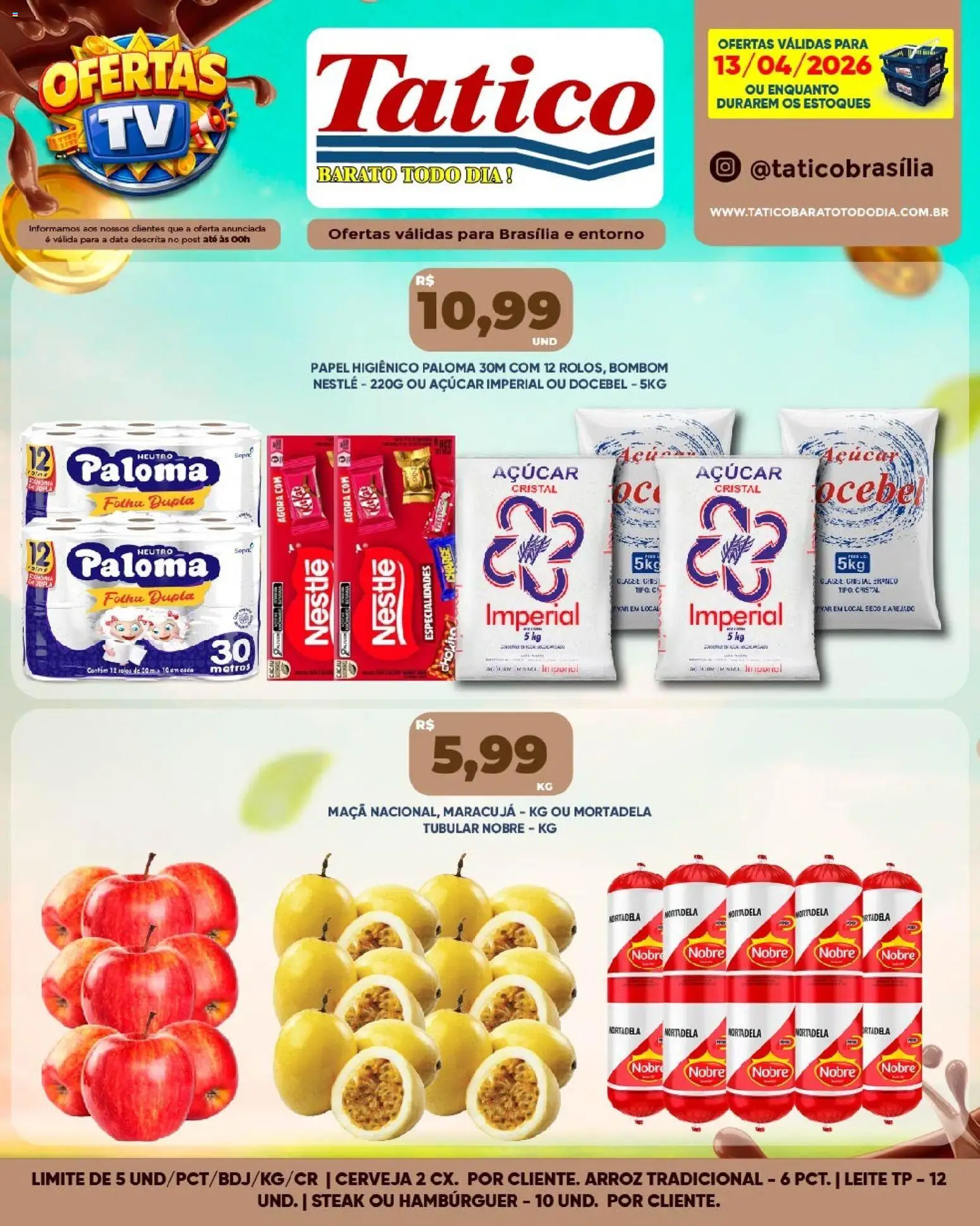 Tatico Folheto - válido de 14.04.2026 | Página: 17 | Produtos: Mortadela, Hambúrguer, Açúcar, Bombom