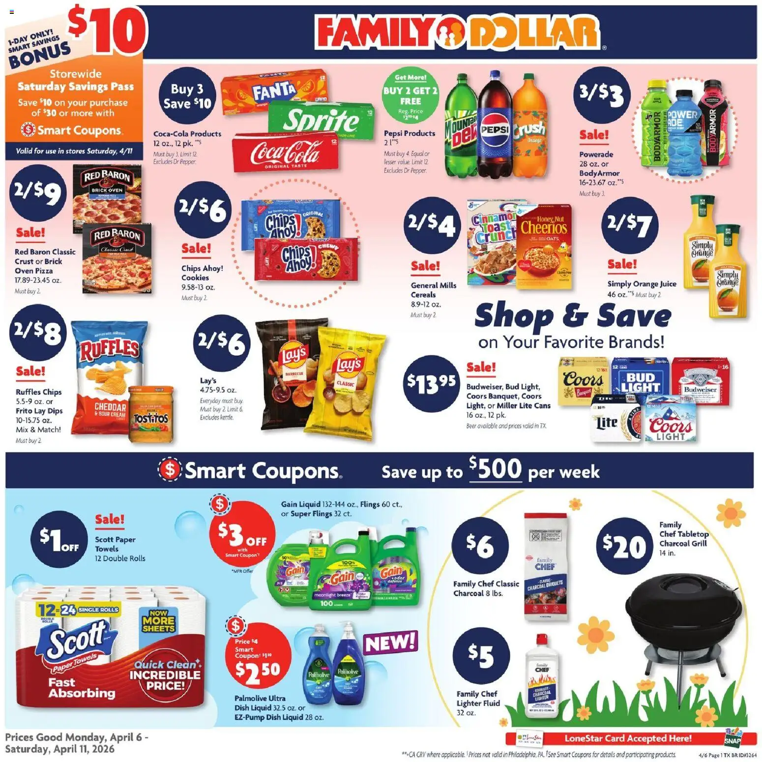 Family Dollar Weekly Ad - valid from 06.04.2026 | Page: 1 | Products: Pizza, Beer, Cream, Oven