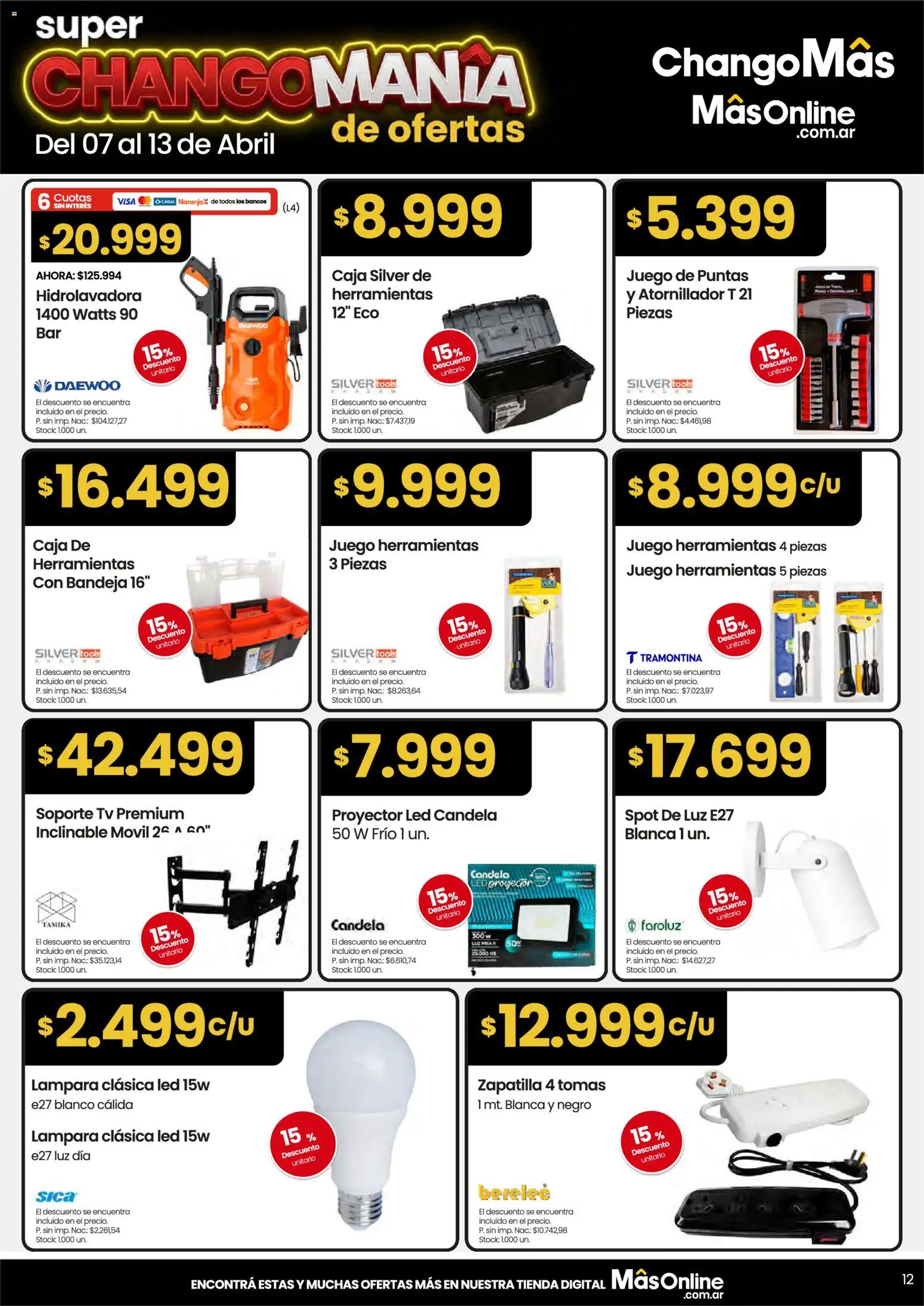 Changomas ofertas │ válido desde el 07.04.2026 | Página: 12 | Productos: Movil, Caja, Bandeja, Hidrolavadora